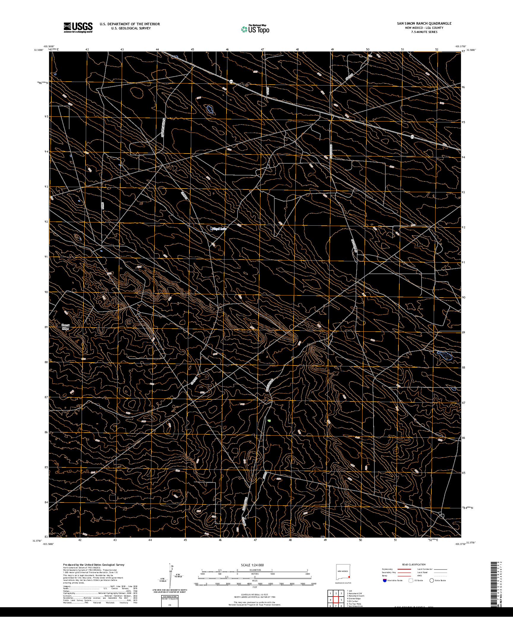 US TOPO 7.5-MINUTE MAP FOR SAN SIMON RANCH, NM