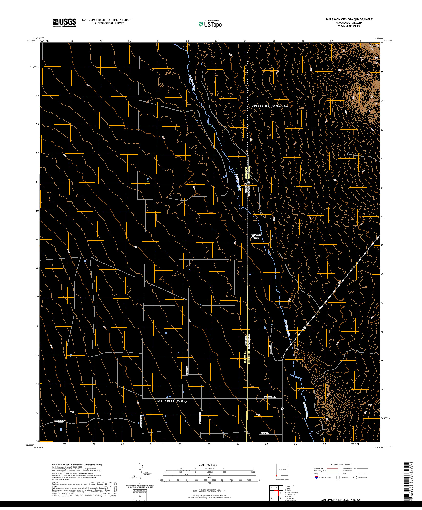 US TOPO 7.5-MINUTE MAP FOR SAN SIMON CIENEGA, NM,AZ