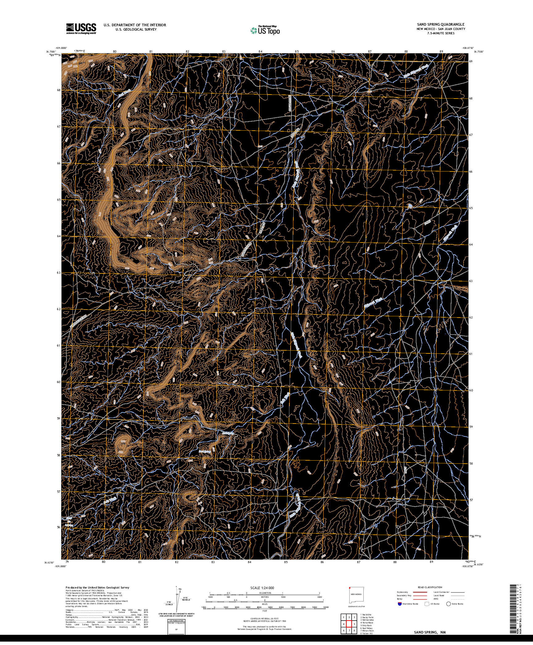 US TOPO 7.5-MINUTE MAP FOR SAND SPRING, NM