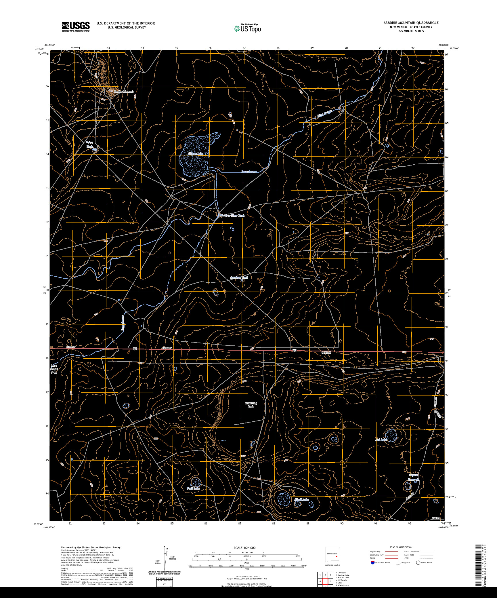 US TOPO 7.5-MINUTE MAP FOR SARDINE MOUNTAIN, NM