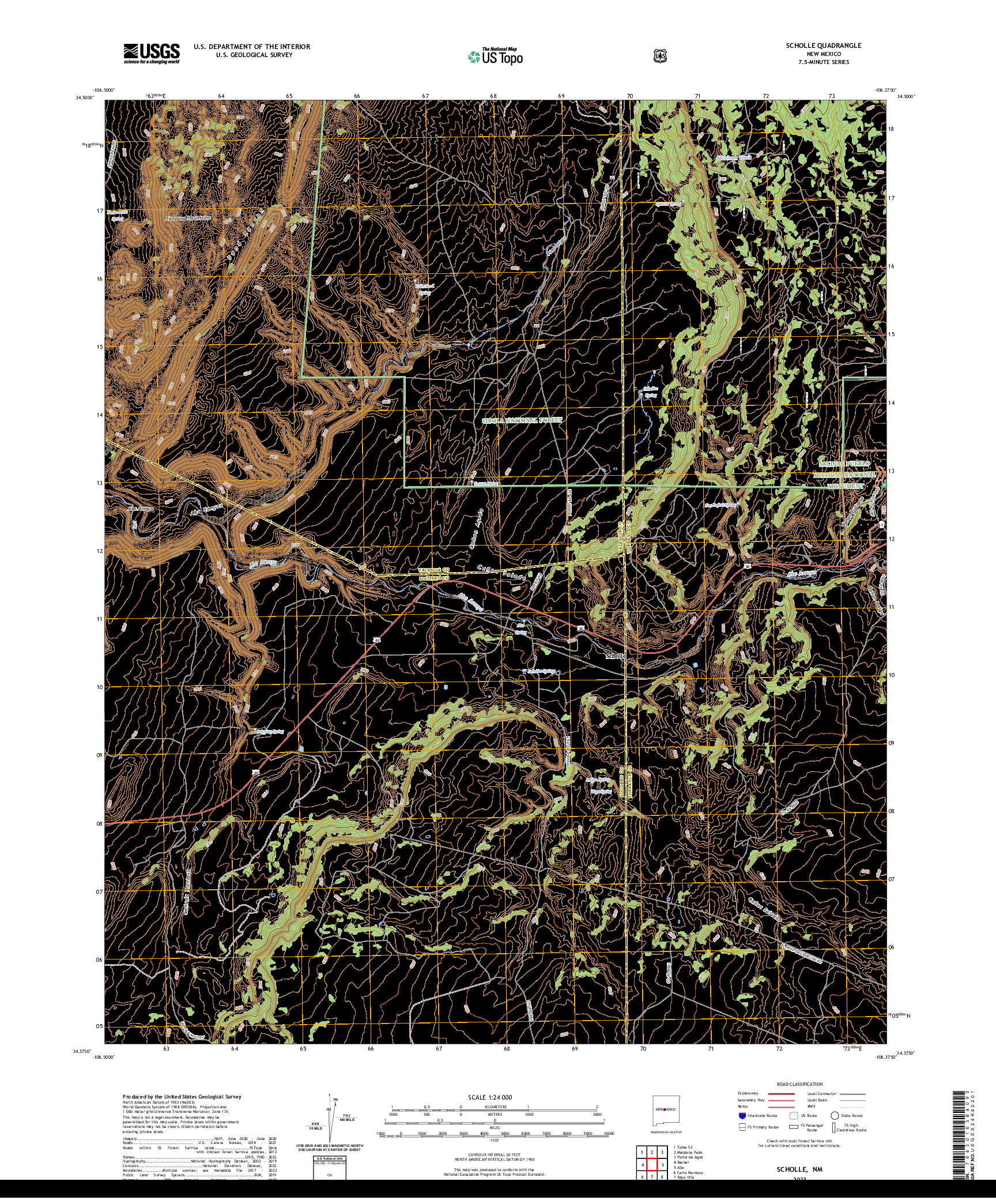 US TOPO 7.5-MINUTE MAP FOR SCHOLLE, NM