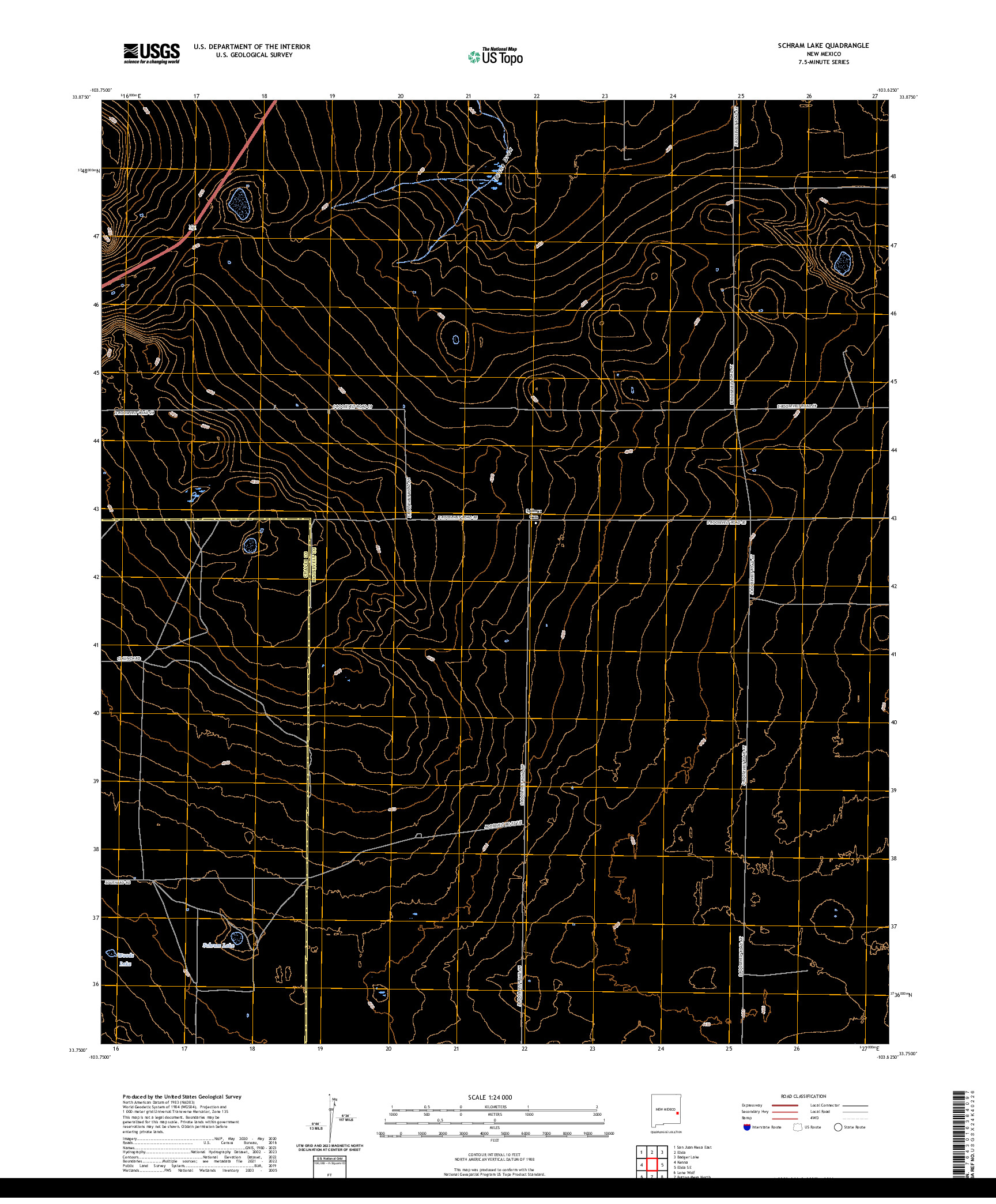 US TOPO 7.5-MINUTE MAP FOR SCHRAM LAKE, NM