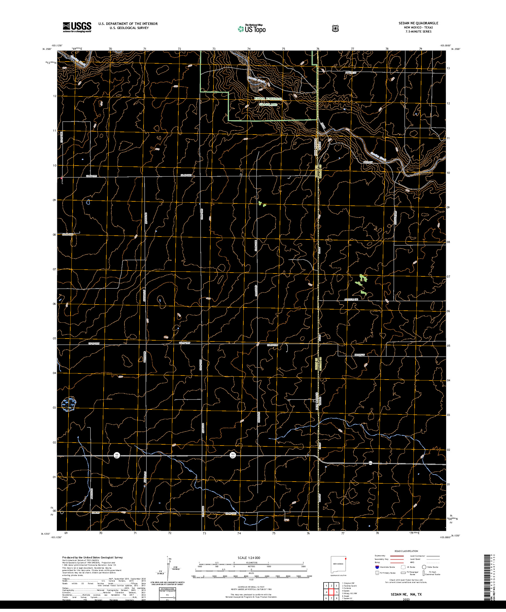 US TOPO 7.5-MINUTE MAP FOR SEDAN NE, NM,TX