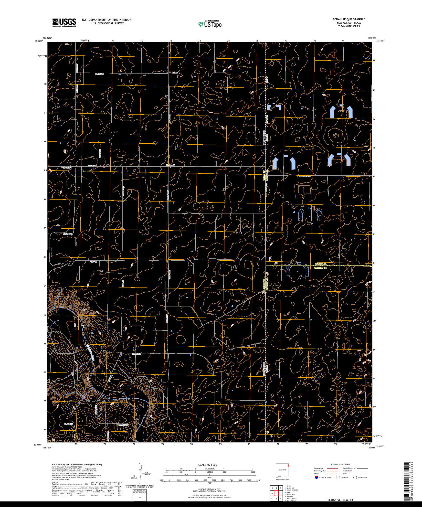 US TOPO 7.5-MINUTE MAP FOR SEDAN SE, NM,TX