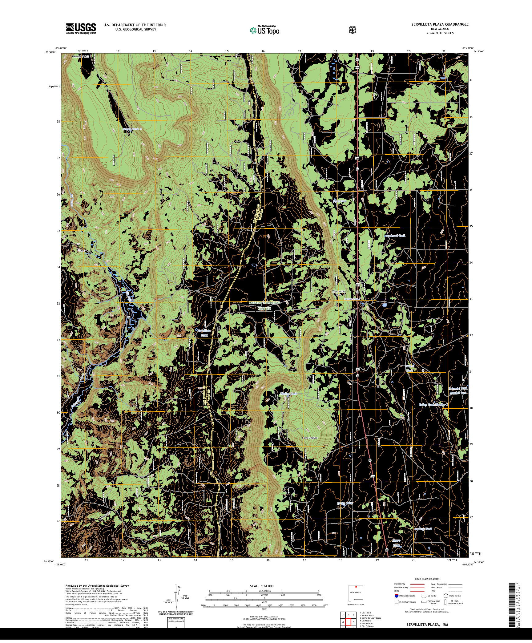 US TOPO 7.5-MINUTE MAP FOR SERVILLETA PLAZA, NM