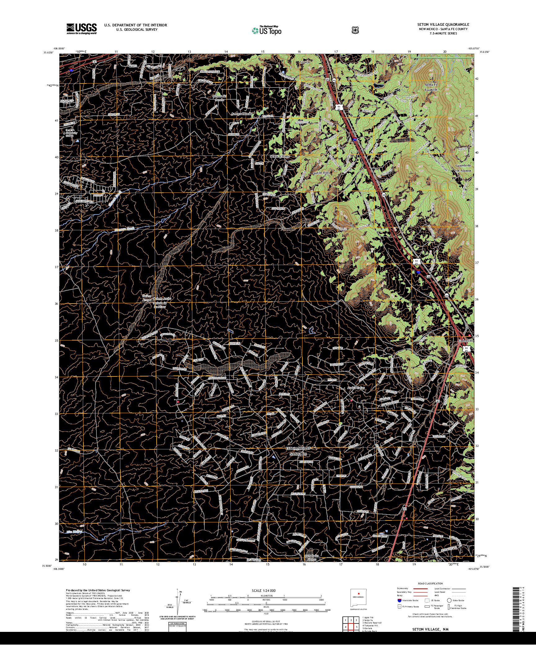 US TOPO 7.5-MINUTE MAP FOR SETON VILLAGE, NM