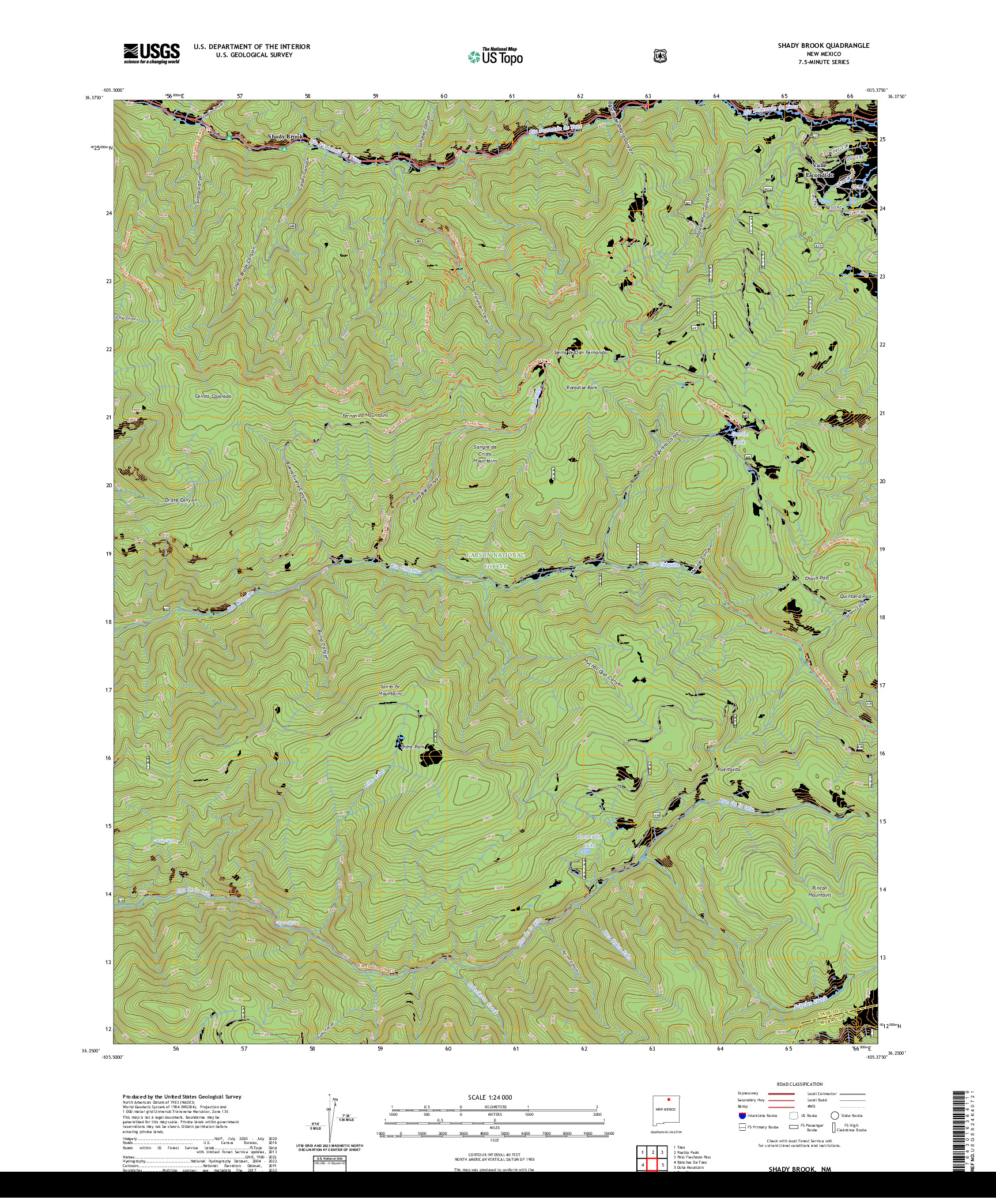 US TOPO 7.5-MINUTE MAP FOR SHADY BROOK, NM