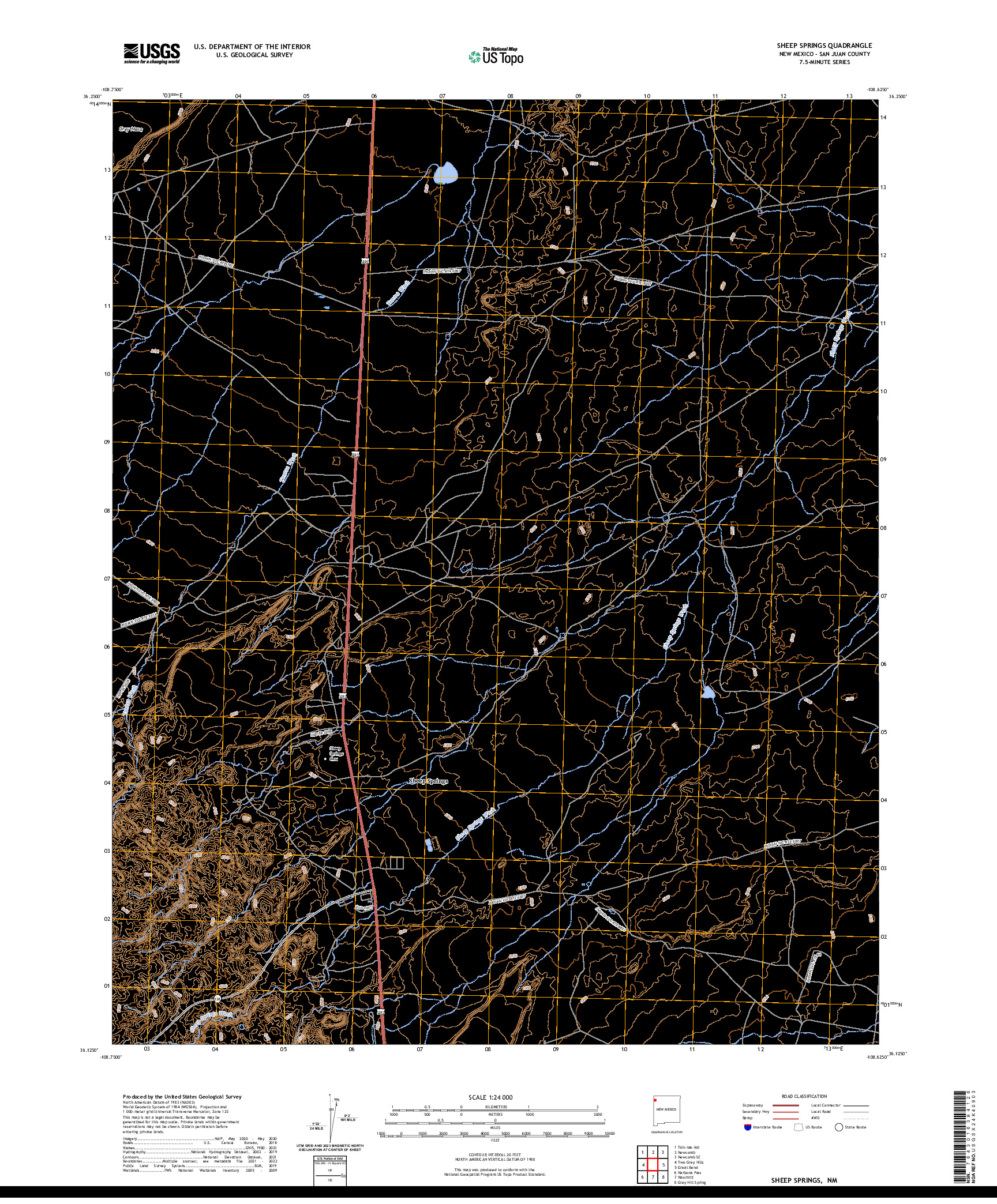 US TOPO 7.5-MINUTE MAP FOR SHEEP SPRINGS, NM