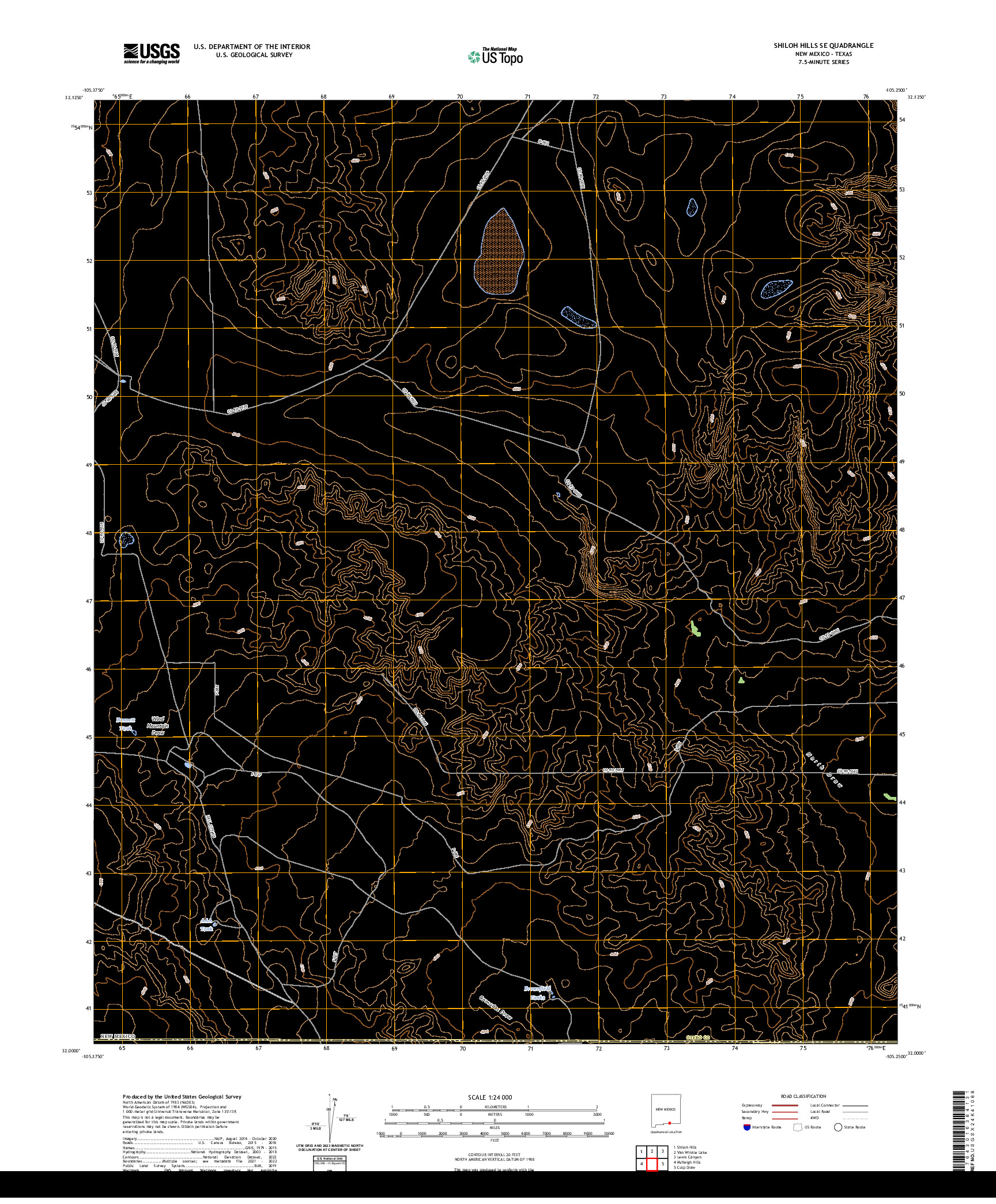 US TOPO 7.5-MINUTE MAP FOR SHILOH HILLS SE, NM,TX