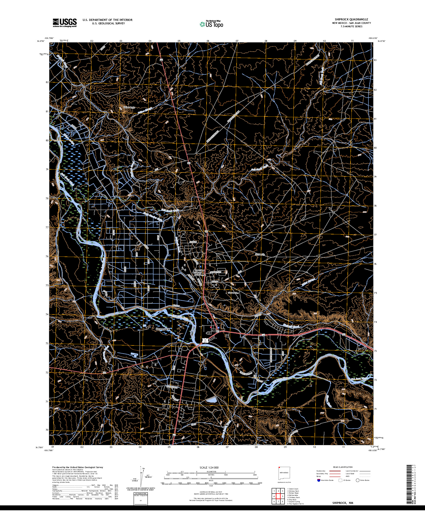 US TOPO 7.5-MINUTE MAP FOR SHIPROCK, NM