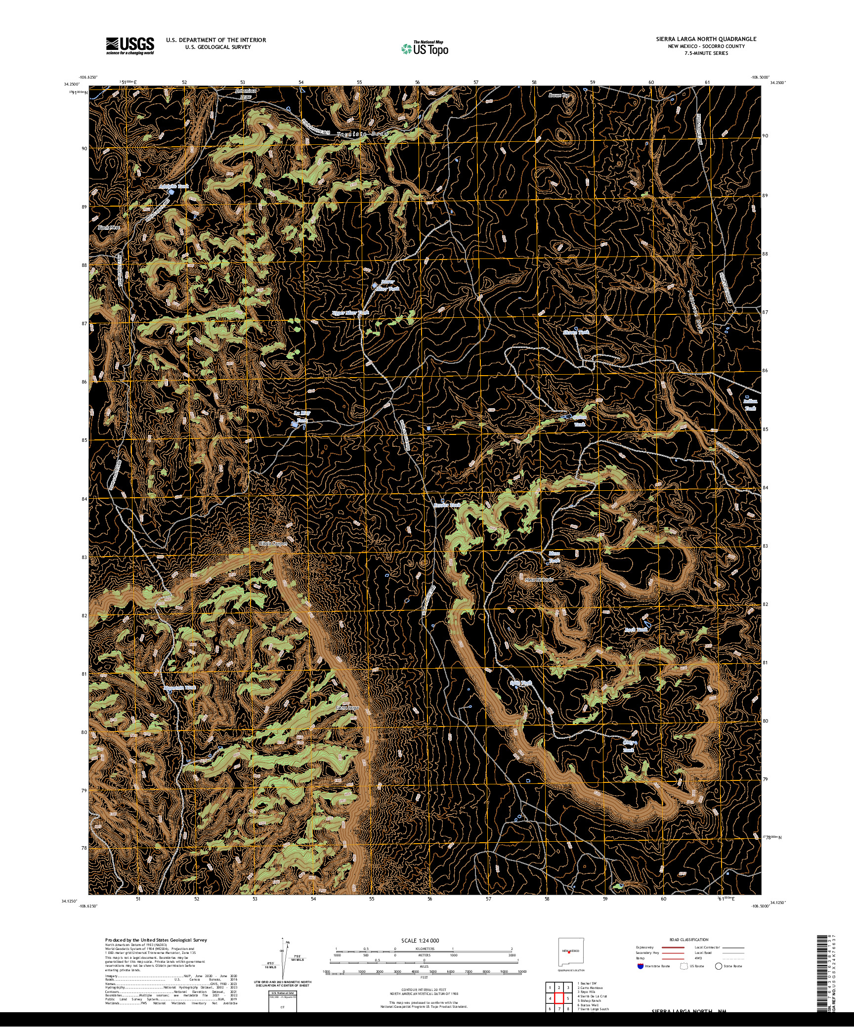 US TOPO 7.5-MINUTE MAP FOR SIERRA LARGA NORTH, NM