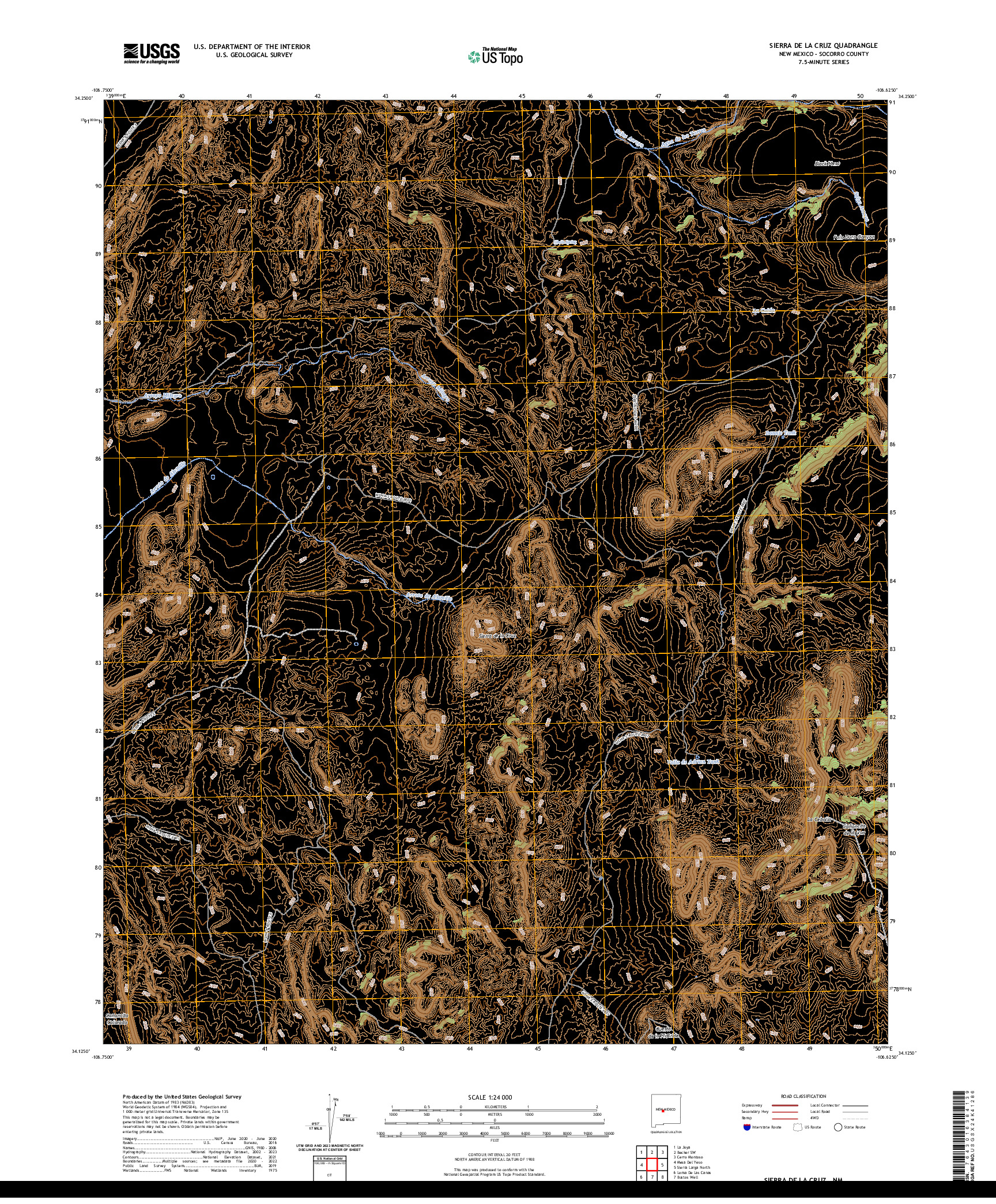 US TOPO 7.5-MINUTE MAP FOR SIERRA DE LA CRUZ, NM