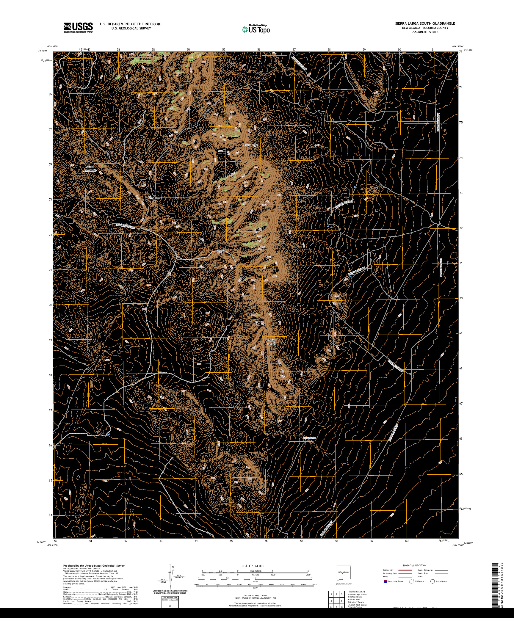 US TOPO 7.5-MINUTE MAP FOR SIERRA LARGA SOUTH, NM