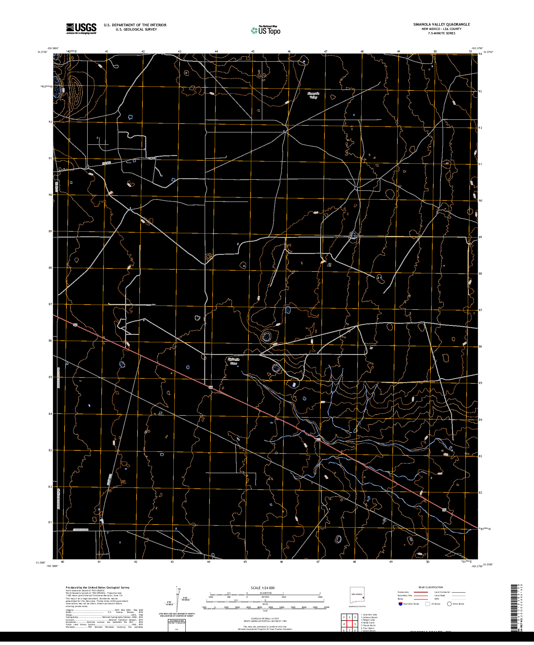 US TOPO 7.5-MINUTE MAP FOR SIMANOLA VALLEY, NM