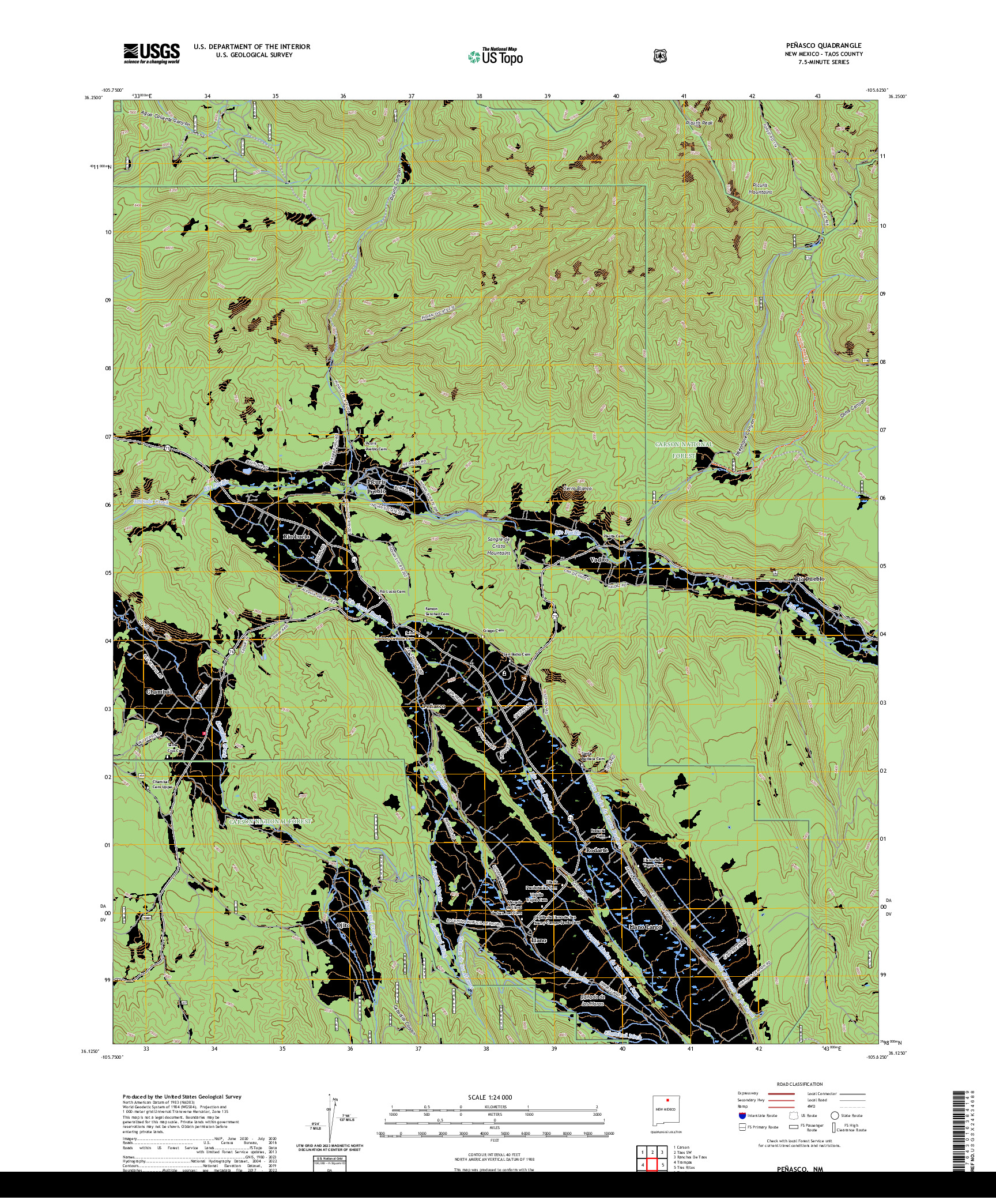 US TOPO 7.5-MINUTE MAP FOR PENASCO, NM