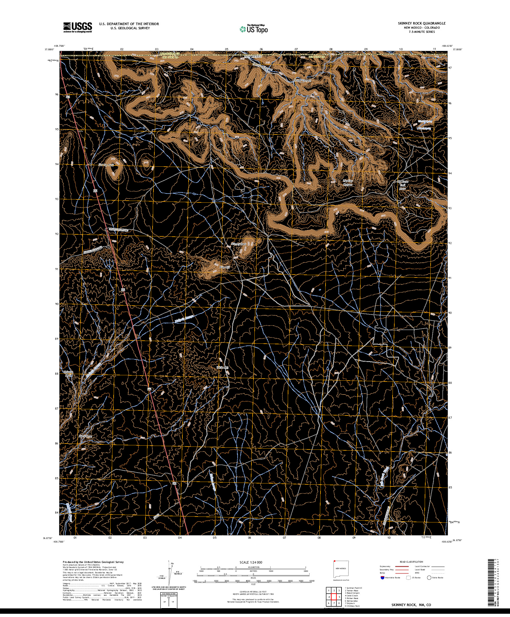 US TOPO 7.5-MINUTE MAP FOR SKINNEY ROCK, NM,CO