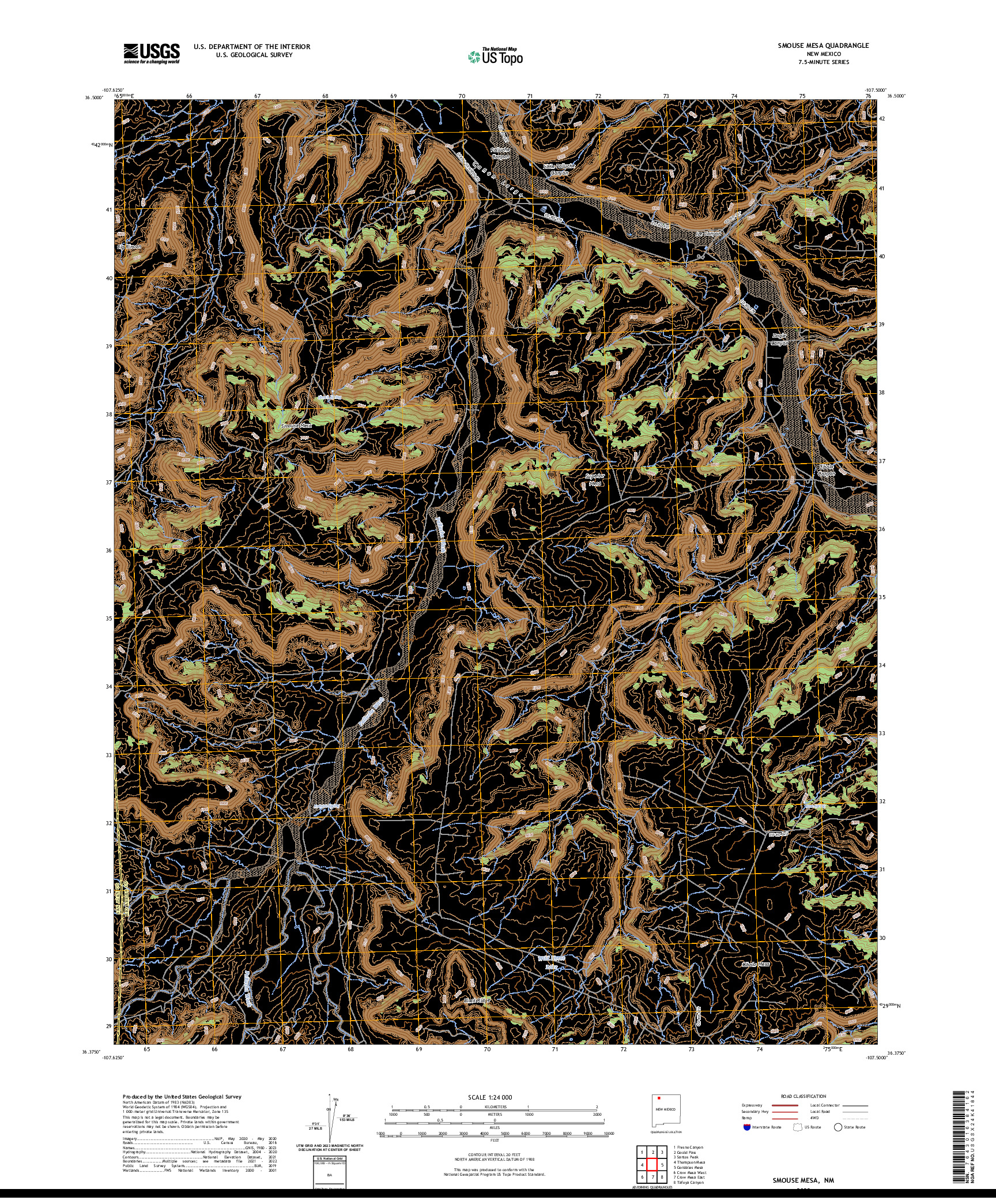 US TOPO 7.5-MINUTE MAP FOR SMOUSE MESA, NM