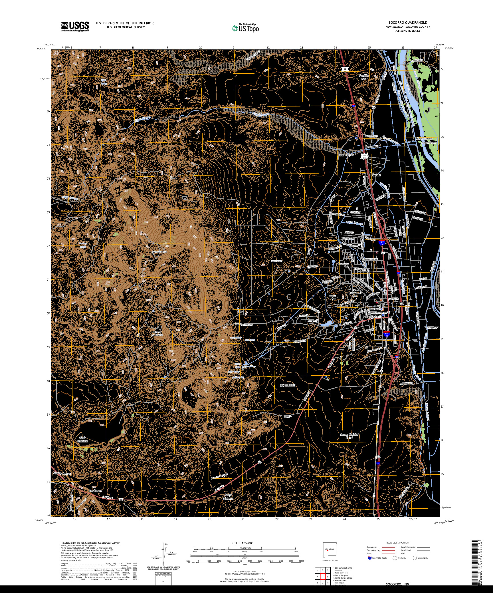 US TOPO 7.5-MINUTE MAP FOR SOCORRO, NM