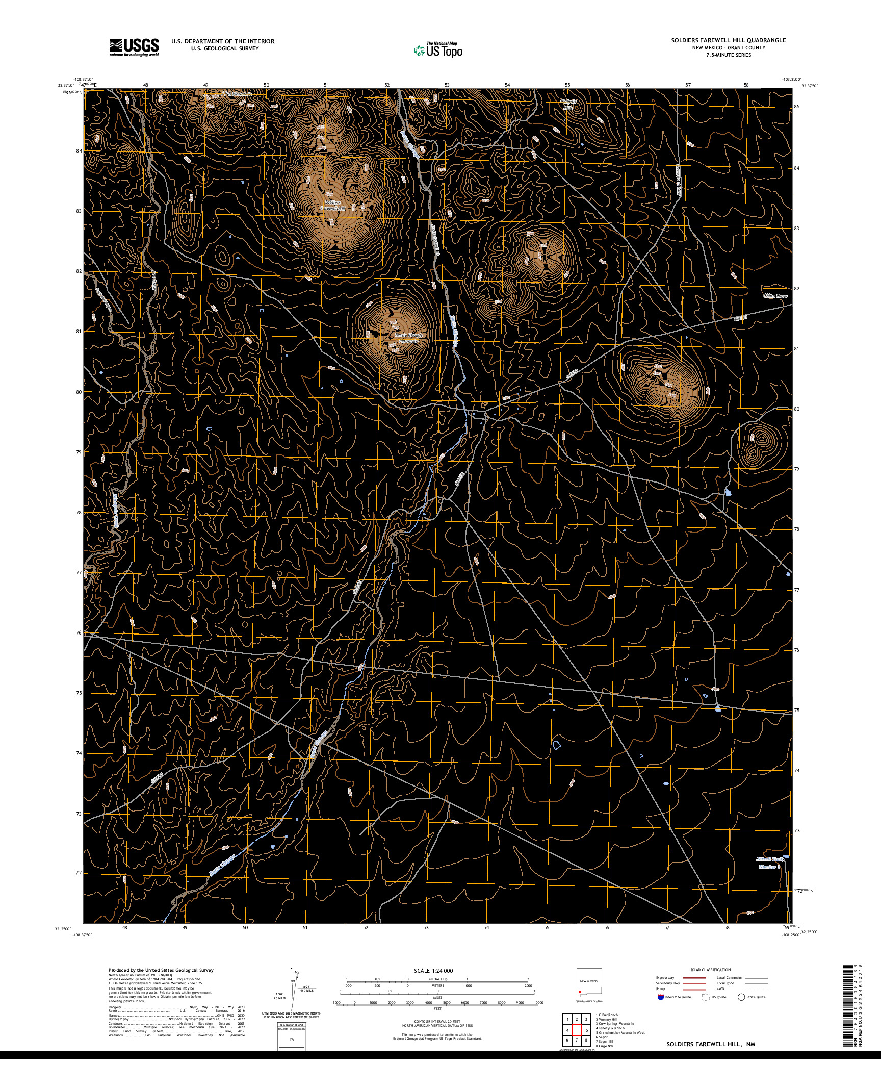 US TOPO 7.5-MINUTE MAP FOR SOLDIERS FAREWELL HILL, NM