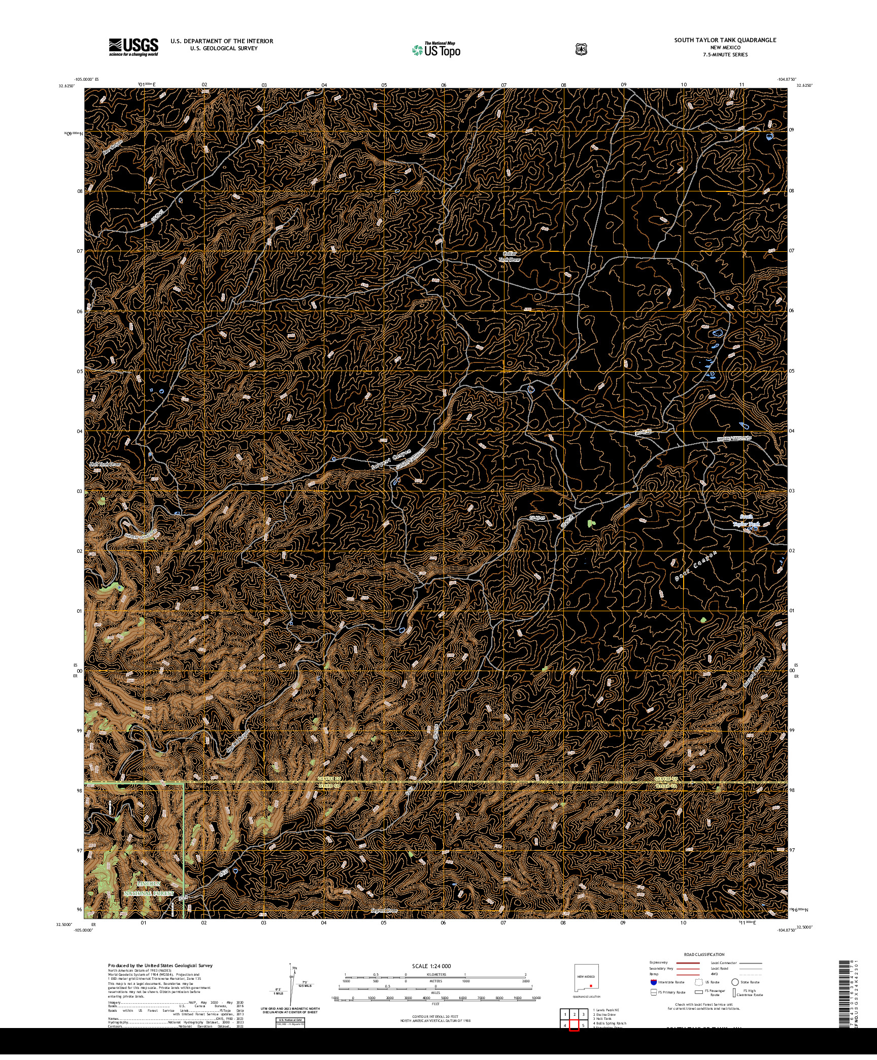 US TOPO 7.5-MINUTE MAP FOR SOUTH TAYLOR TANK, NM