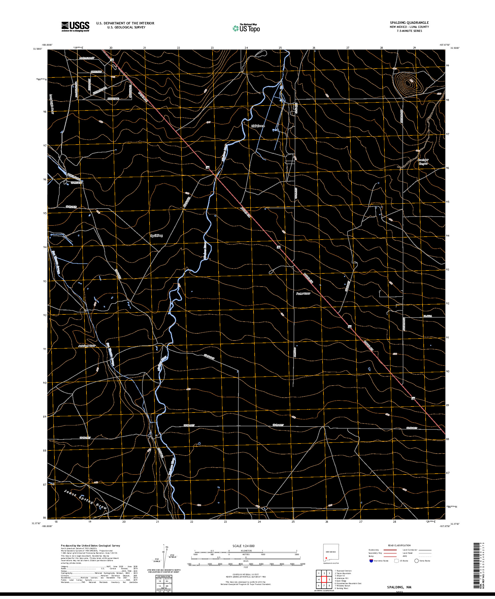 US TOPO 7.5-MINUTE MAP FOR SPALDING, NM