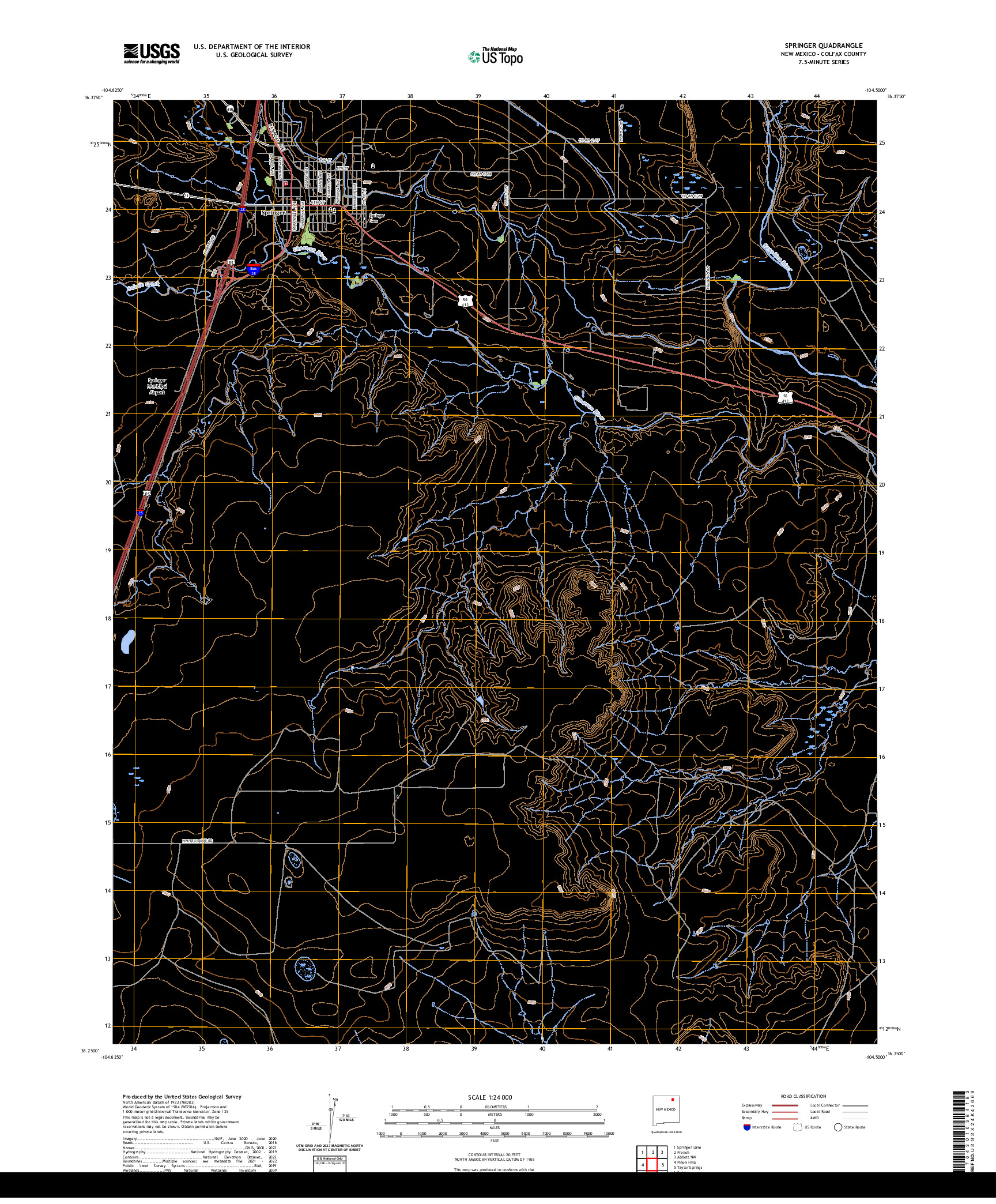 US TOPO 7.5-MINUTE MAP FOR SPRINGER, NM