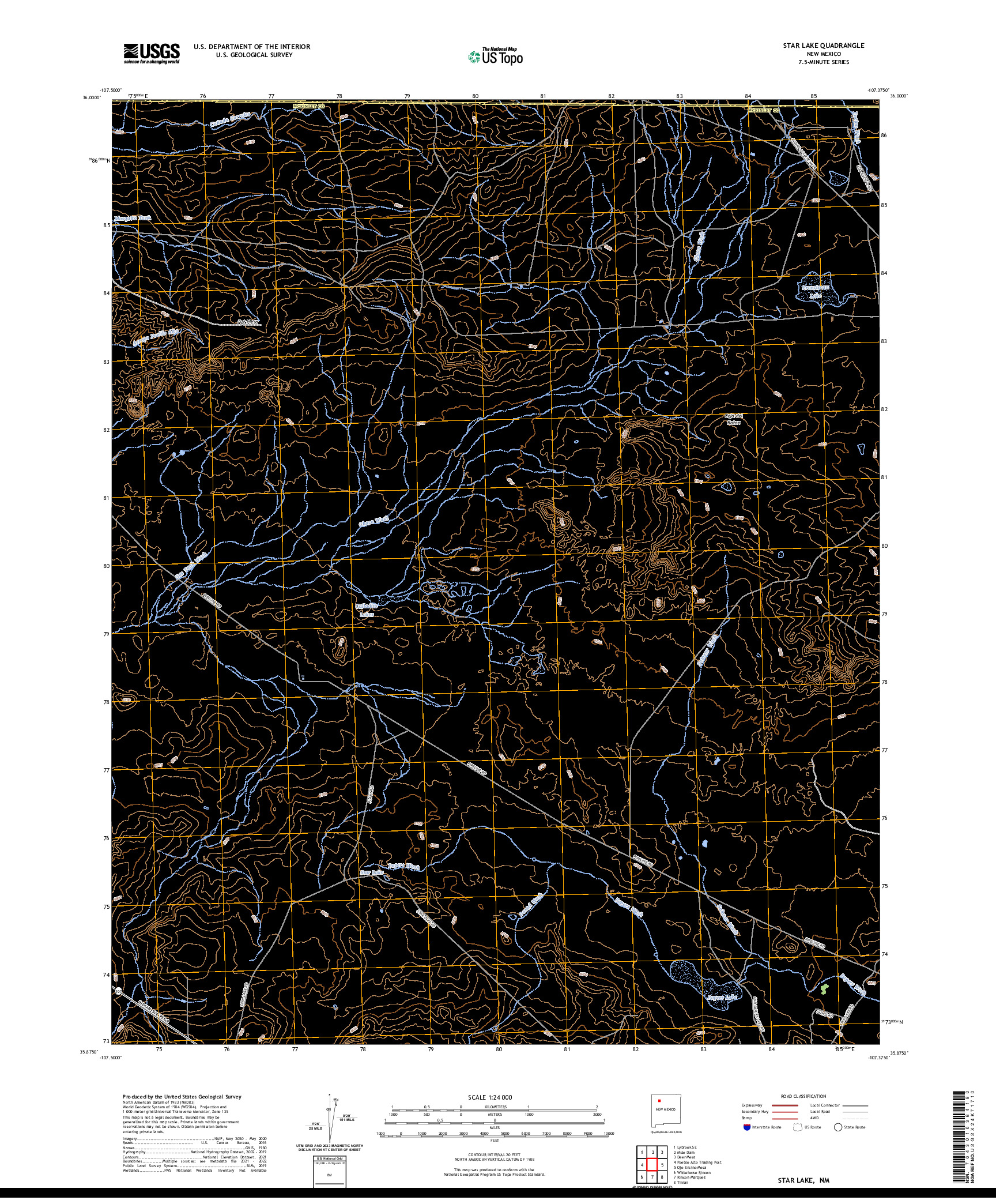 US TOPO 7.5-MINUTE MAP FOR STAR LAKE, NM