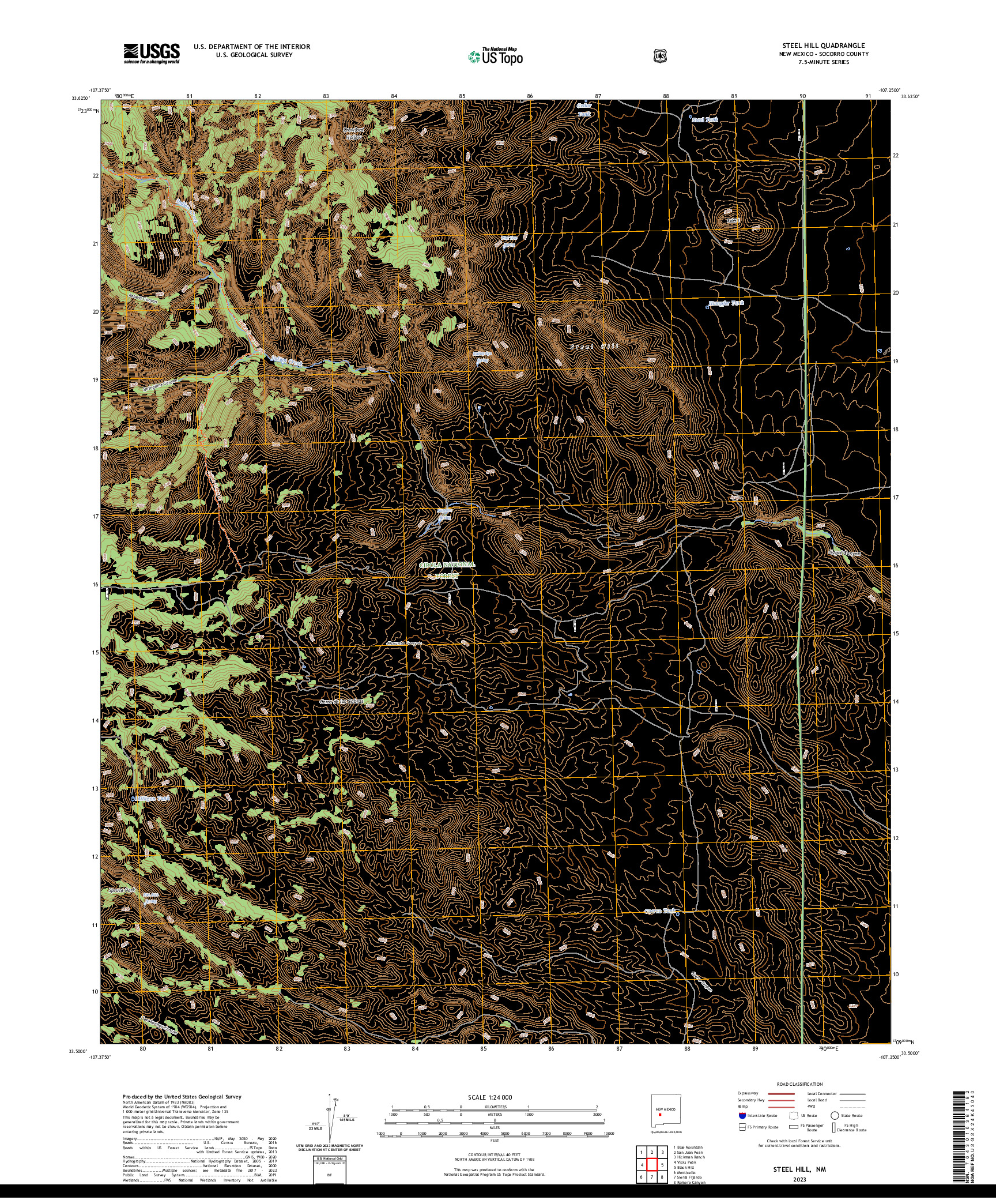 US TOPO 7.5-MINUTE MAP FOR STEEL HILL, NM