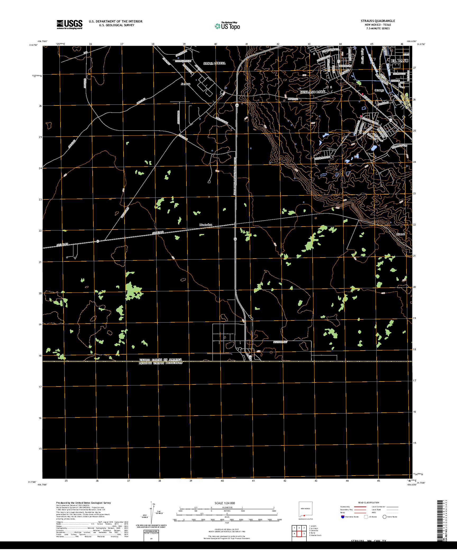 US TOPO 7.5-MINUTE MAP FOR STRAUSS, NM,CHH,TX