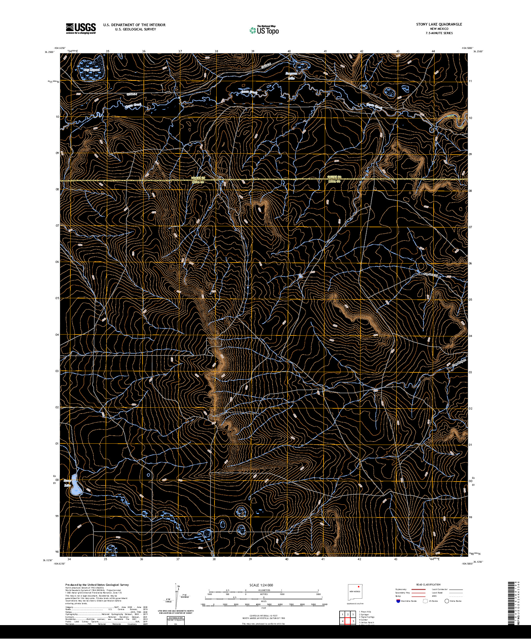 US TOPO 7.5-MINUTE MAP FOR STONY LAKE, NM