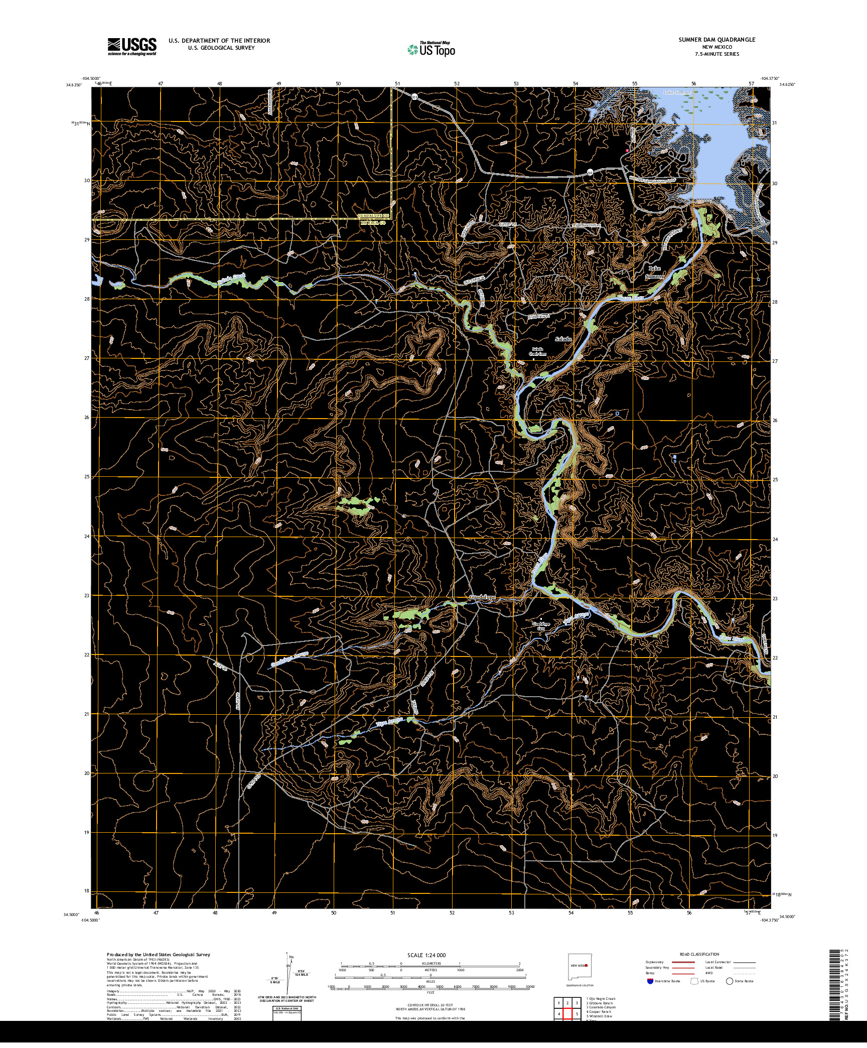 US TOPO 7.5-MINUTE MAP FOR SUMNER DAM, NM