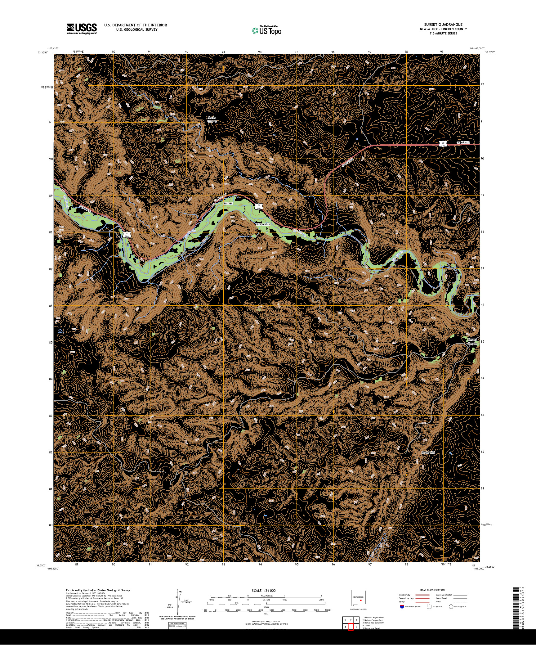 US TOPO 7.5-MINUTE MAP FOR SUNSET, NM