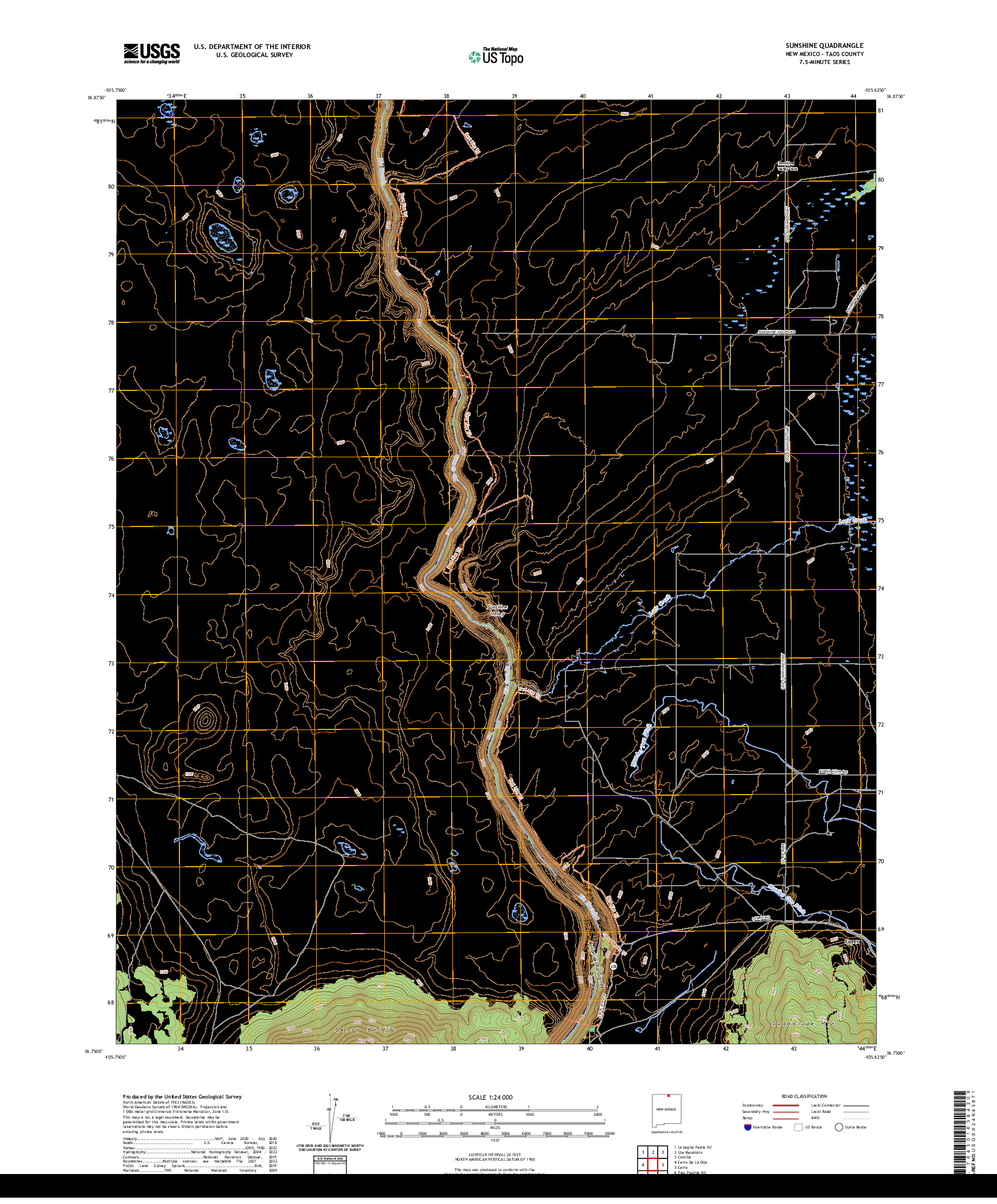 US TOPO 7.5-MINUTE MAP FOR SUNSHINE, NM