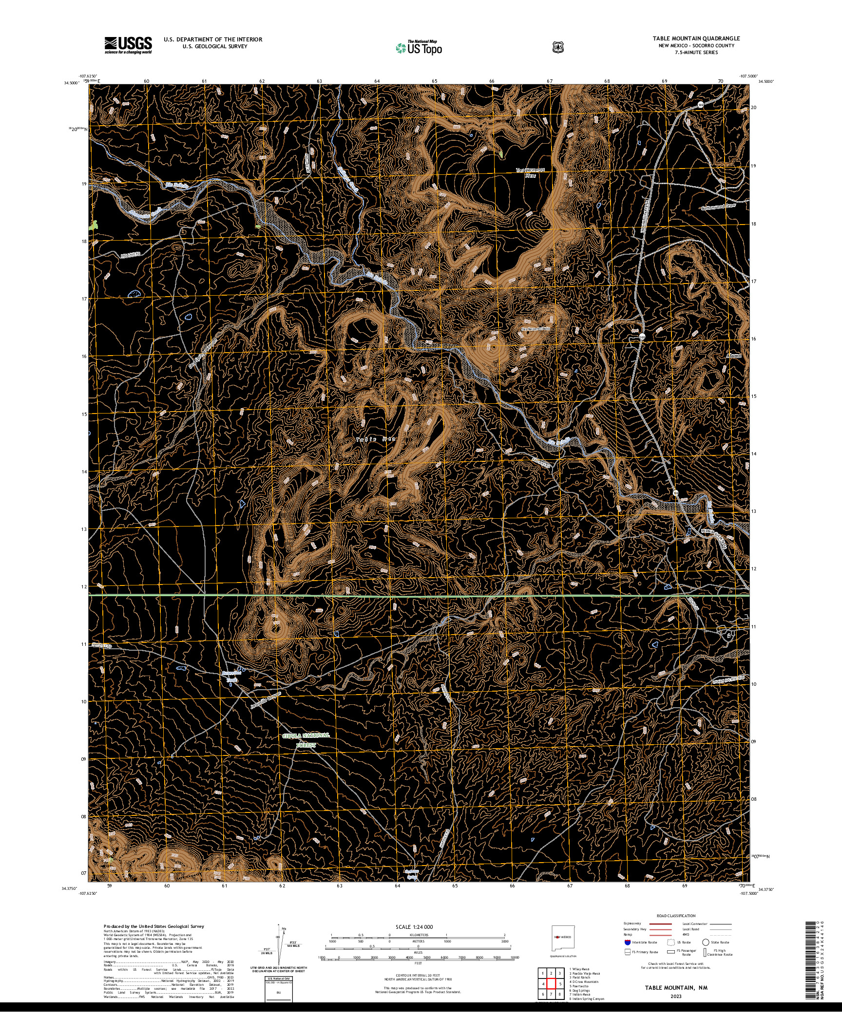 US TOPO 7.5-MINUTE MAP FOR TABLE MOUNTAIN, NM