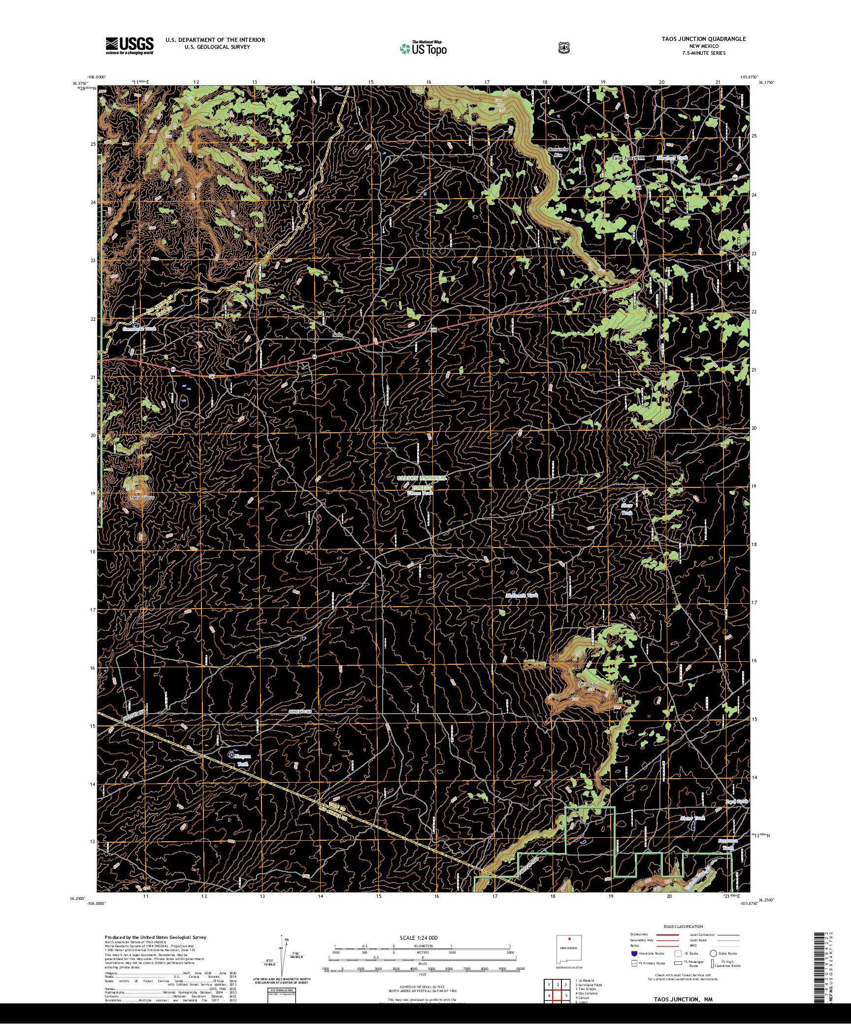 US TOPO 7.5-MINUTE MAP FOR TAOS JUNCTION, NM