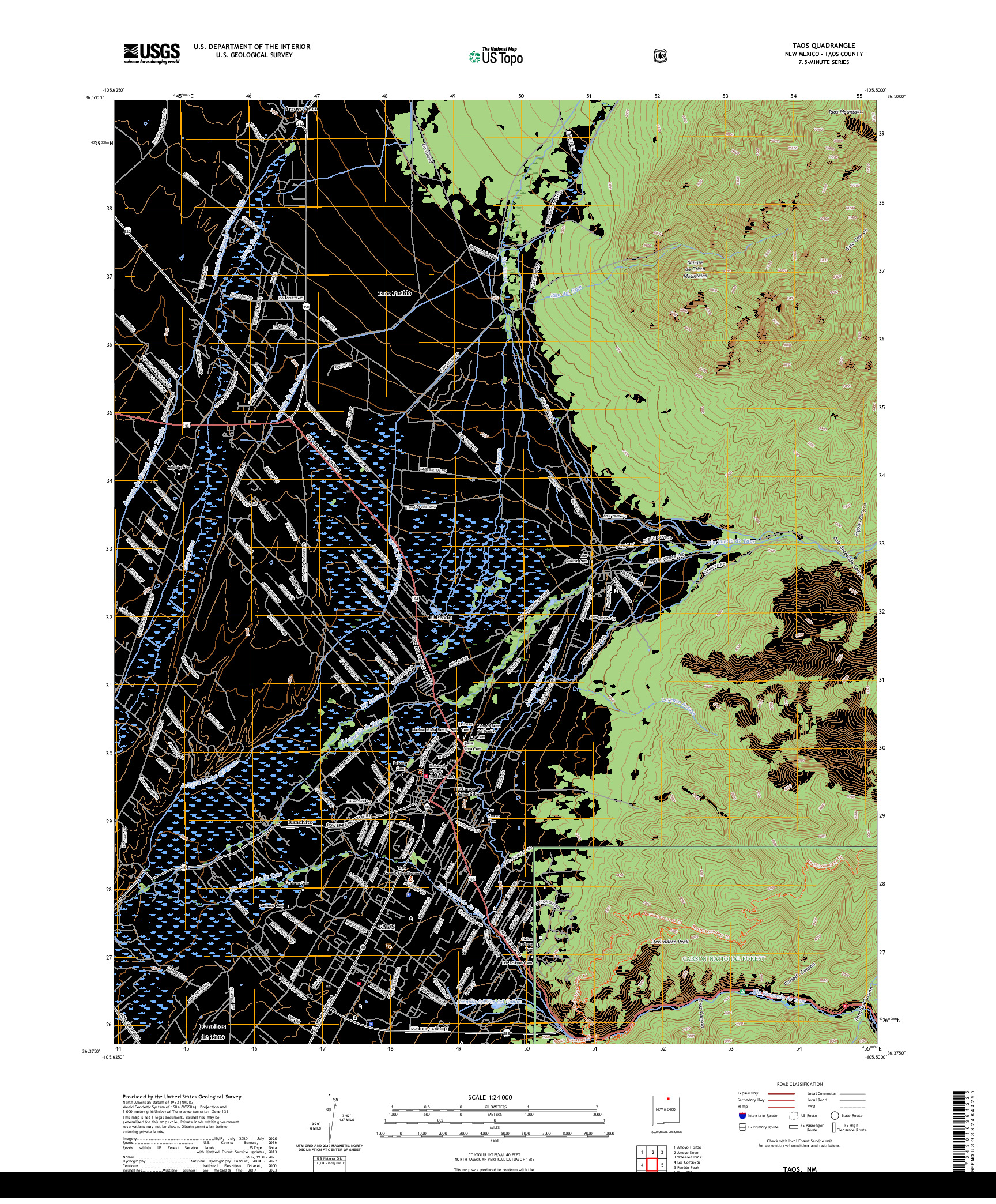 US TOPO 7.5-MINUTE MAP FOR TAOS, NM