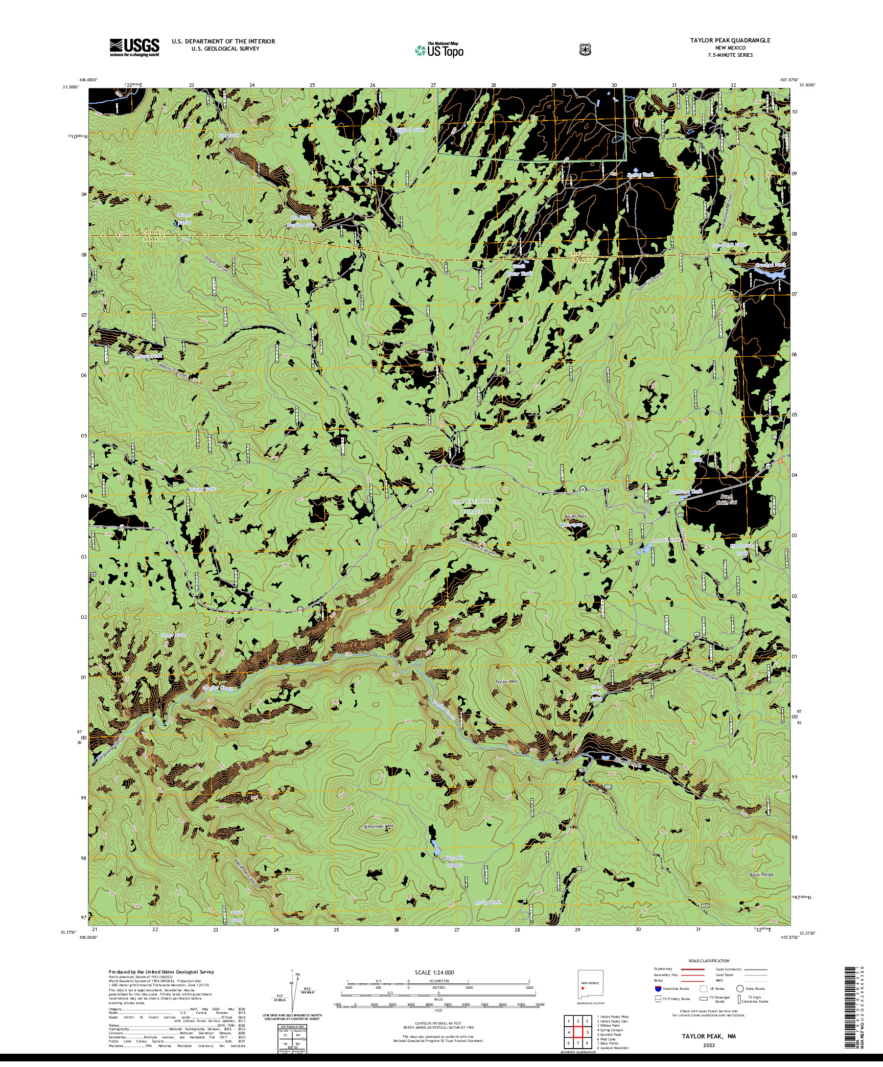 US TOPO 7.5-MINUTE MAP FOR TAYLOR PEAK, NM