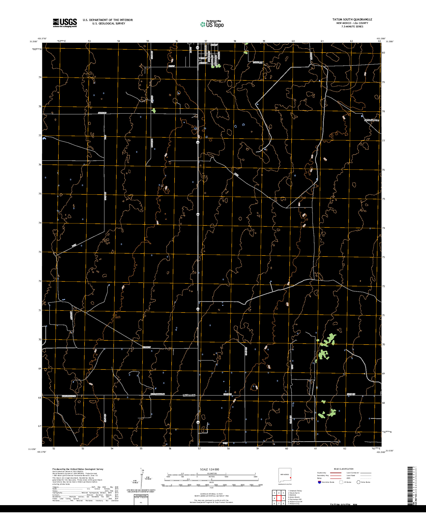 US TOPO 7.5-MINUTE MAP FOR TATUM SOUTH, NM