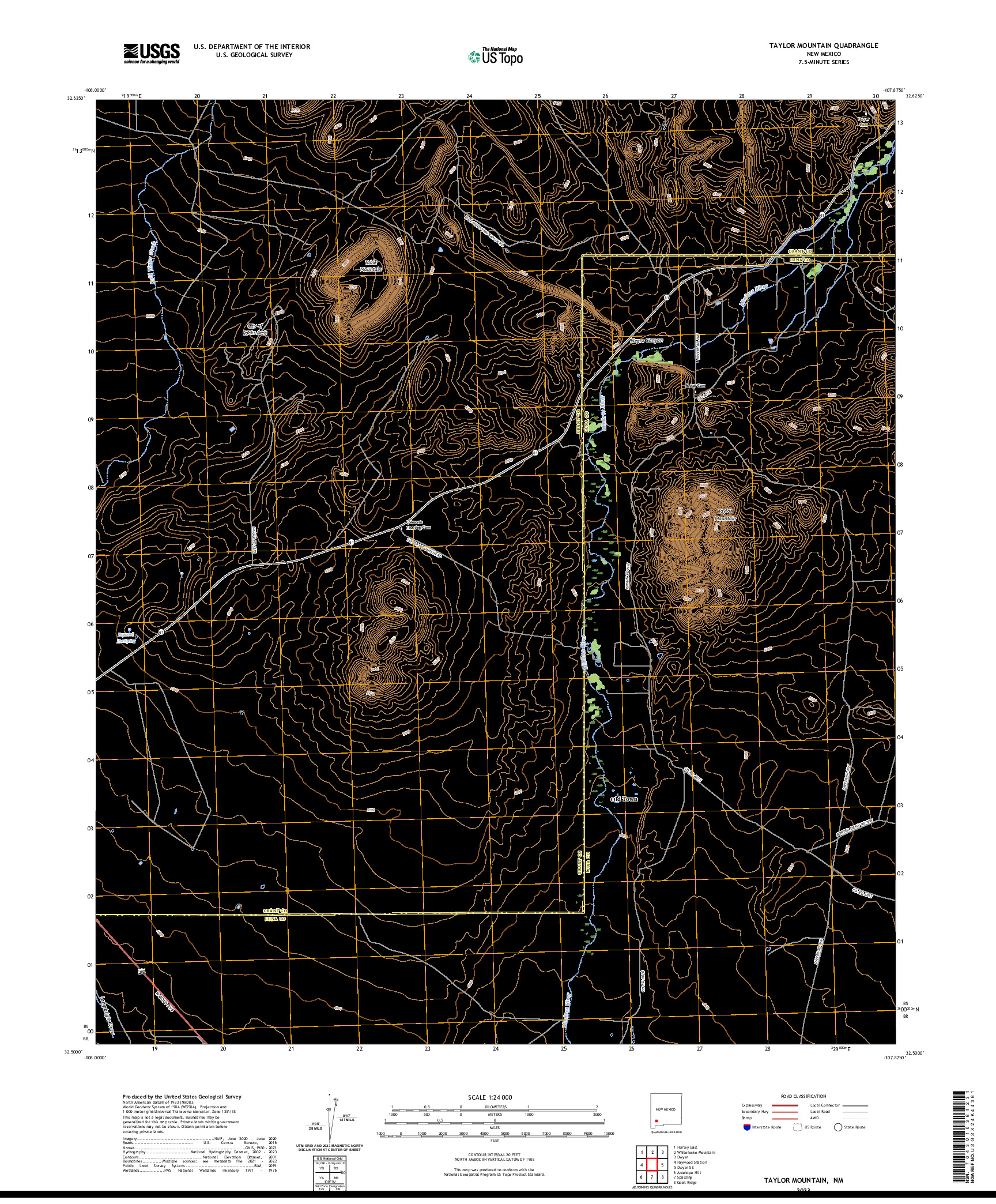 US TOPO 7.5-MINUTE MAP FOR TAYLOR MOUNTAIN, NM