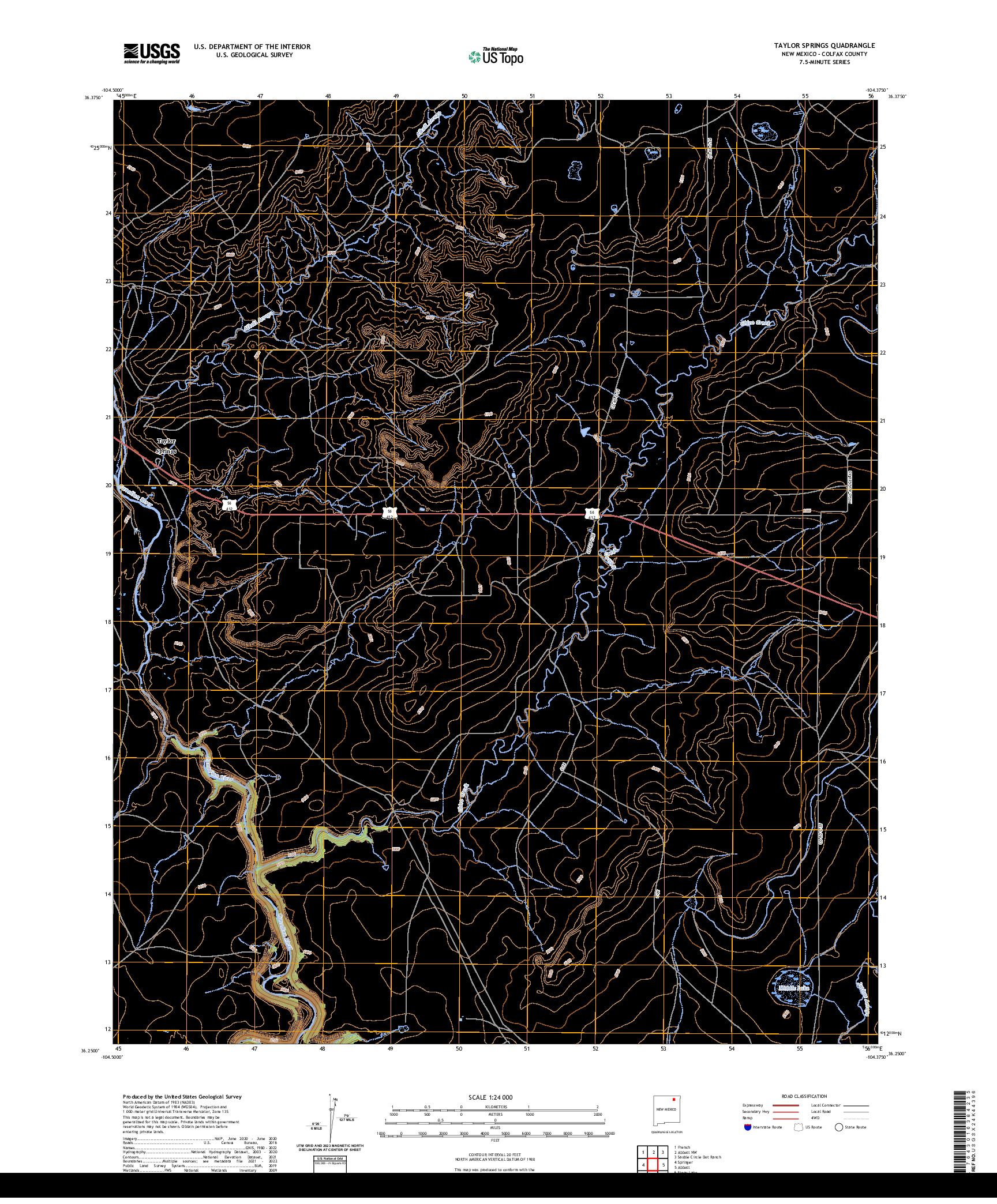 US TOPO 7.5-MINUTE MAP FOR TAYLOR SPRINGS, NM