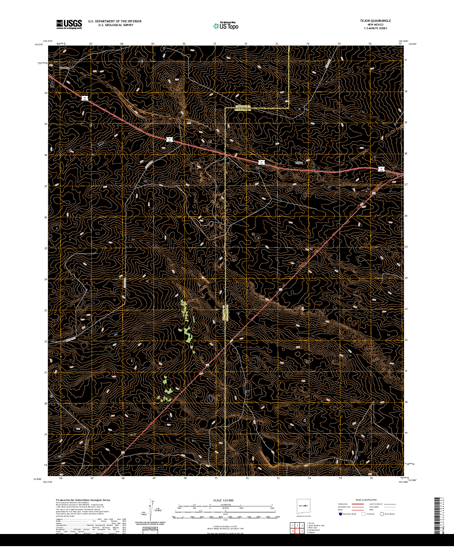 US TOPO 7.5-MINUTE MAP FOR TEJON, NM