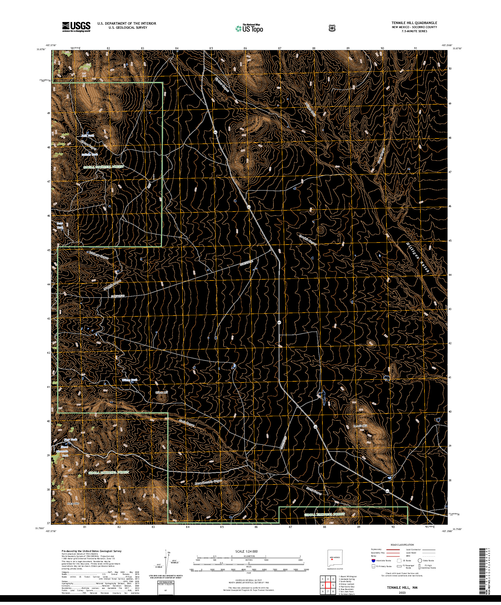 US TOPO 7.5-MINUTE MAP FOR TENMILE HILL, NM