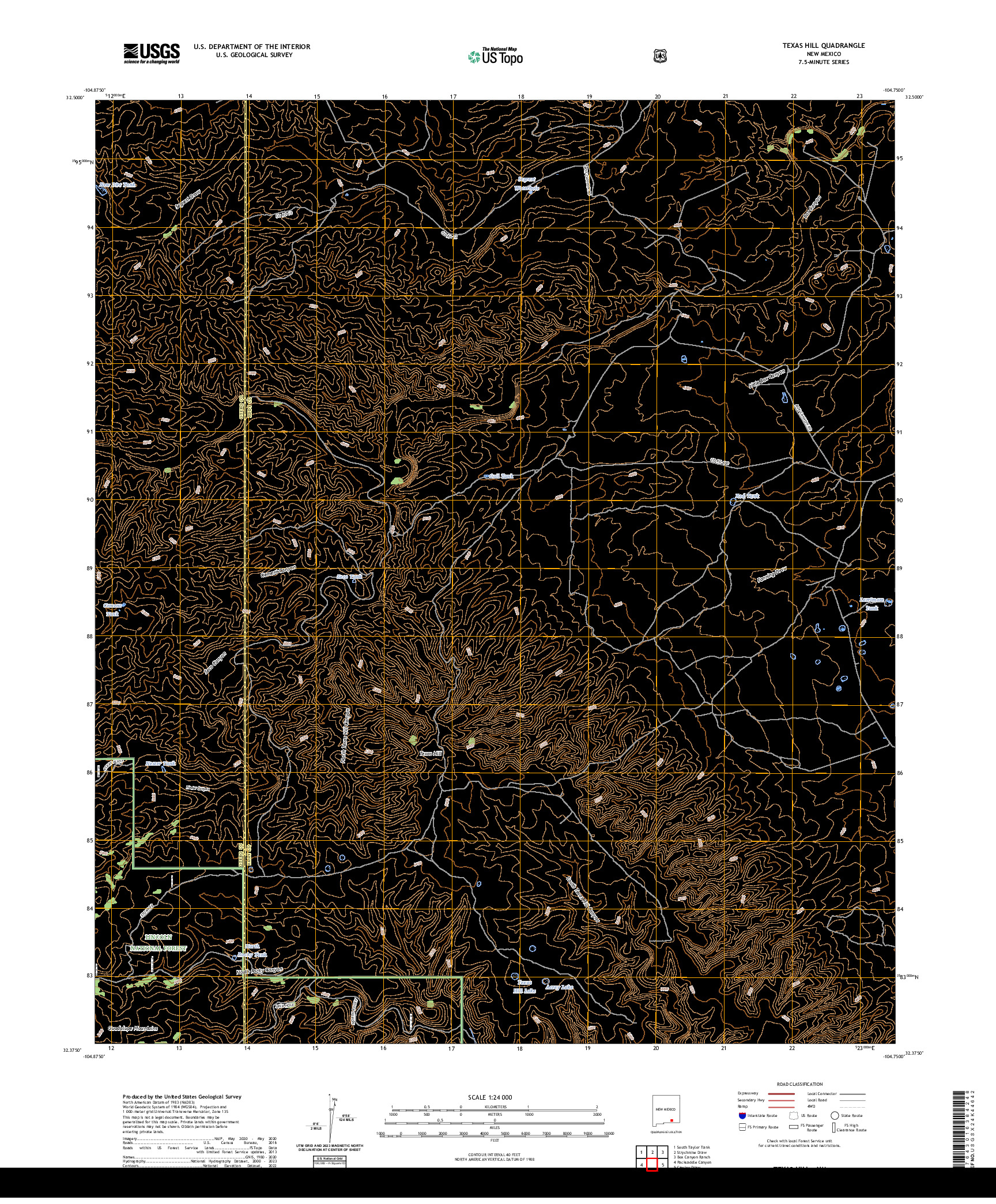 US TOPO 7.5-MINUTE MAP FOR TEXAS HILL, NM