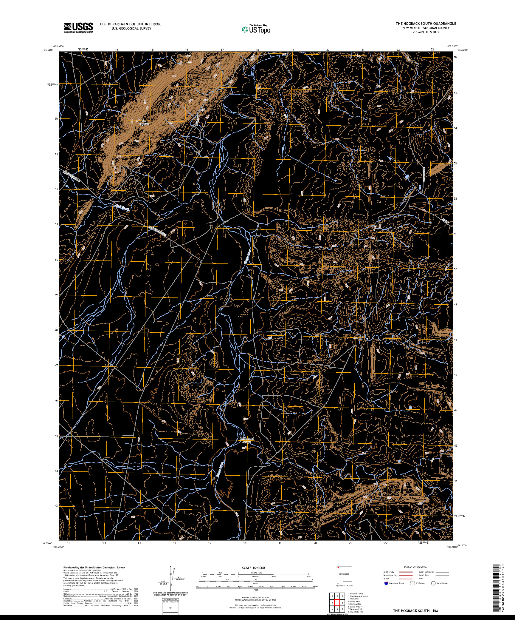 US TOPO 7.5-MINUTE MAP FOR THE HOGBACK SOUTH, NM