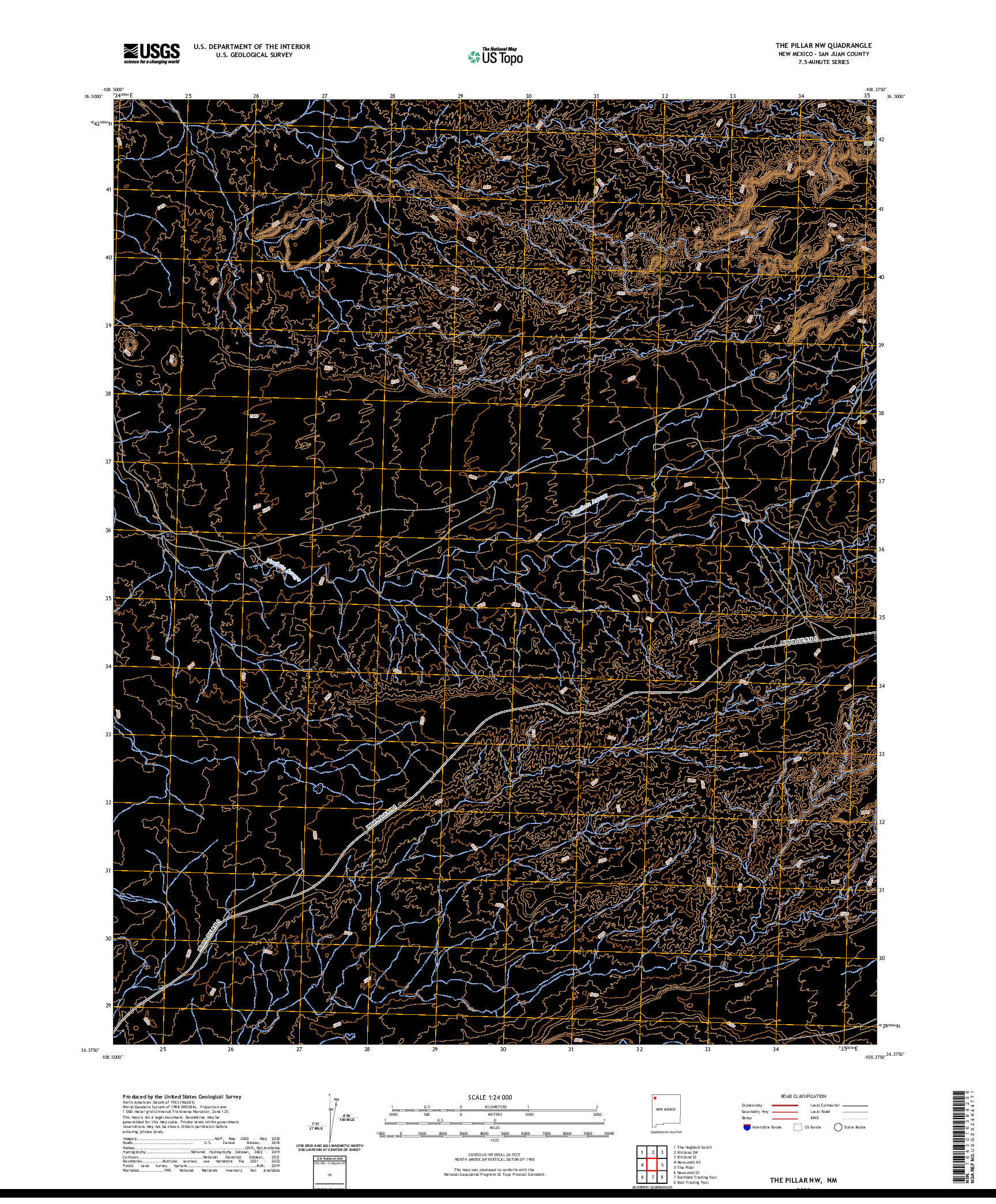 US TOPO 7.5-MINUTE MAP FOR THE PILLAR NW, NM