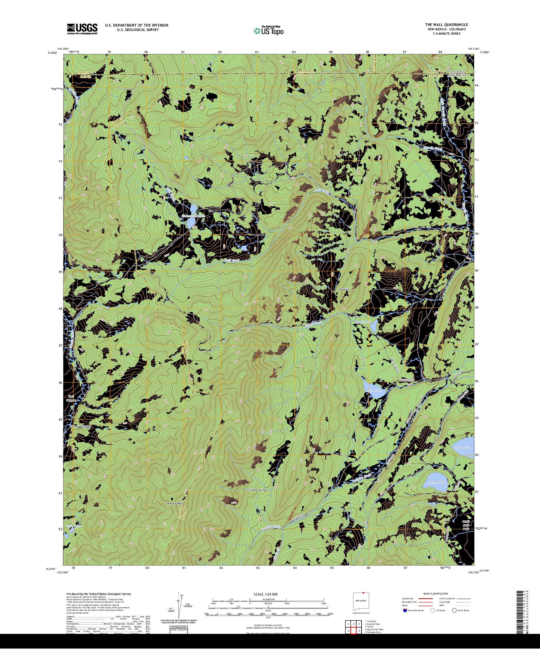 US TOPO 7.5-MINUTE MAP FOR THE WALL, NM,CO