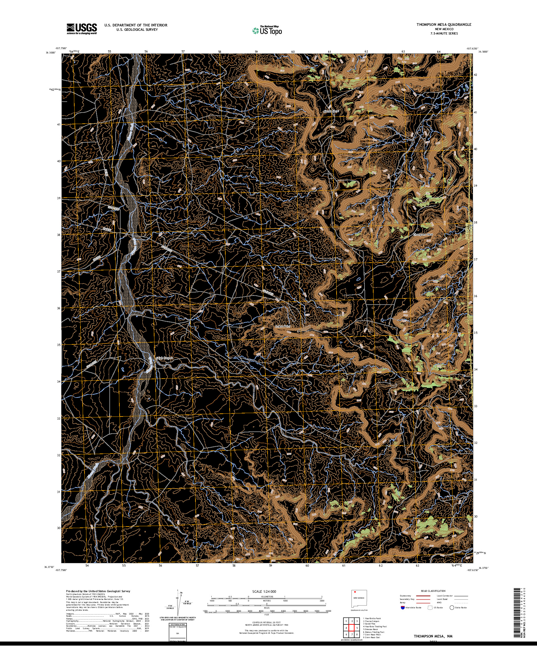 US TOPO 7.5-MINUTE MAP FOR THOMPSON MESA, NM