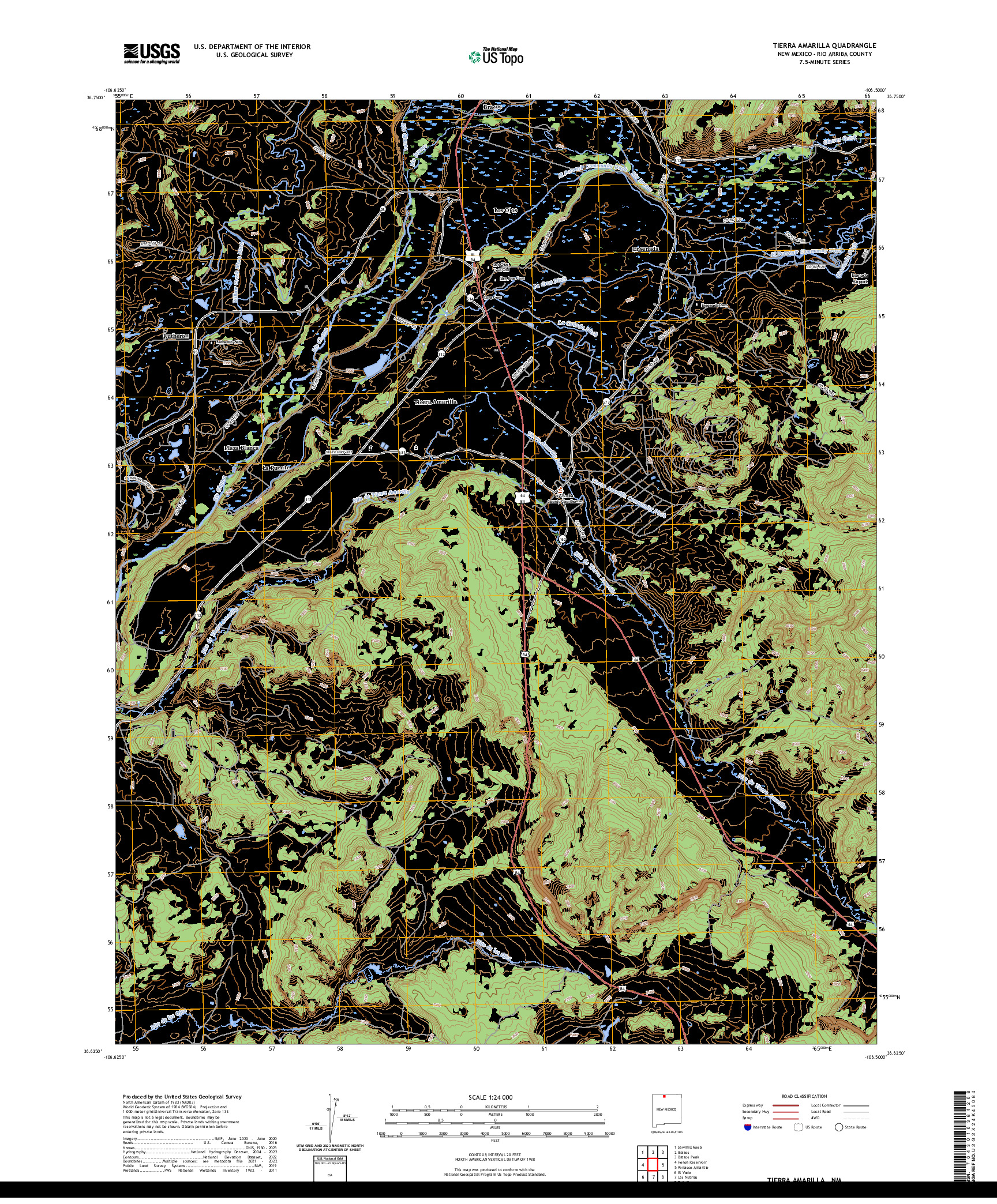 US TOPO 7.5-MINUTE MAP FOR TIERRA AMARILLA, NM