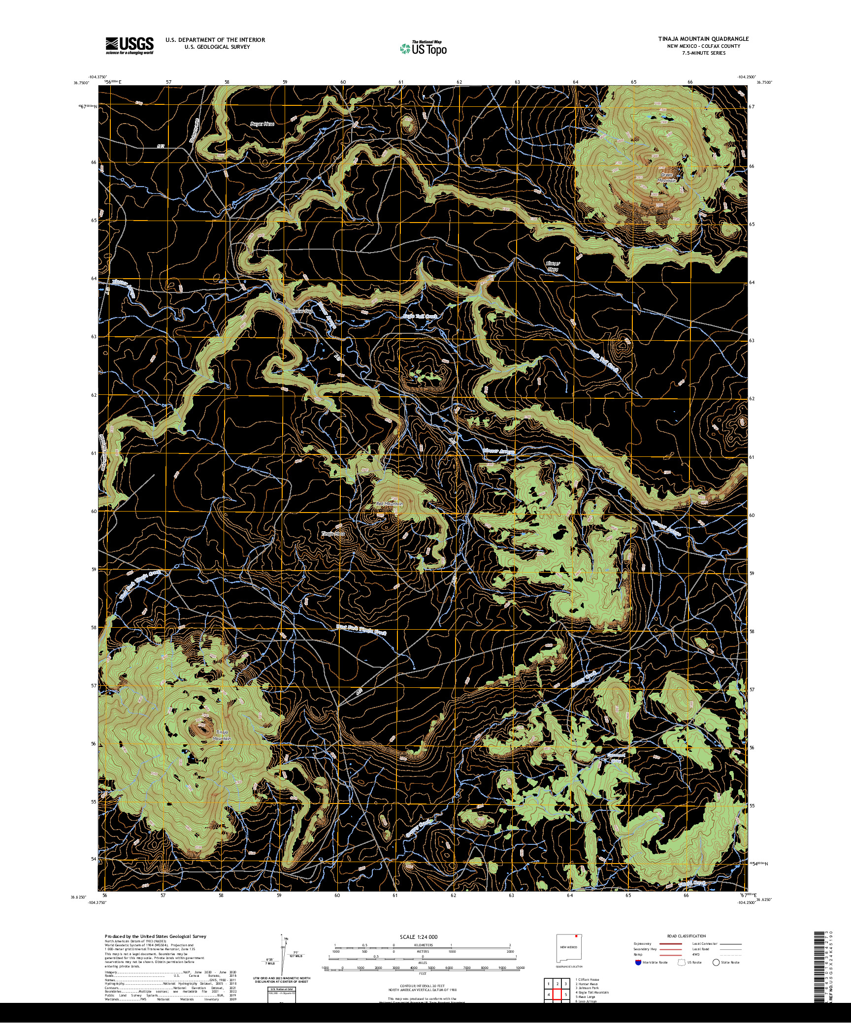 US TOPO 7.5-MINUTE MAP FOR TINAJA MOUNTAIN, NM