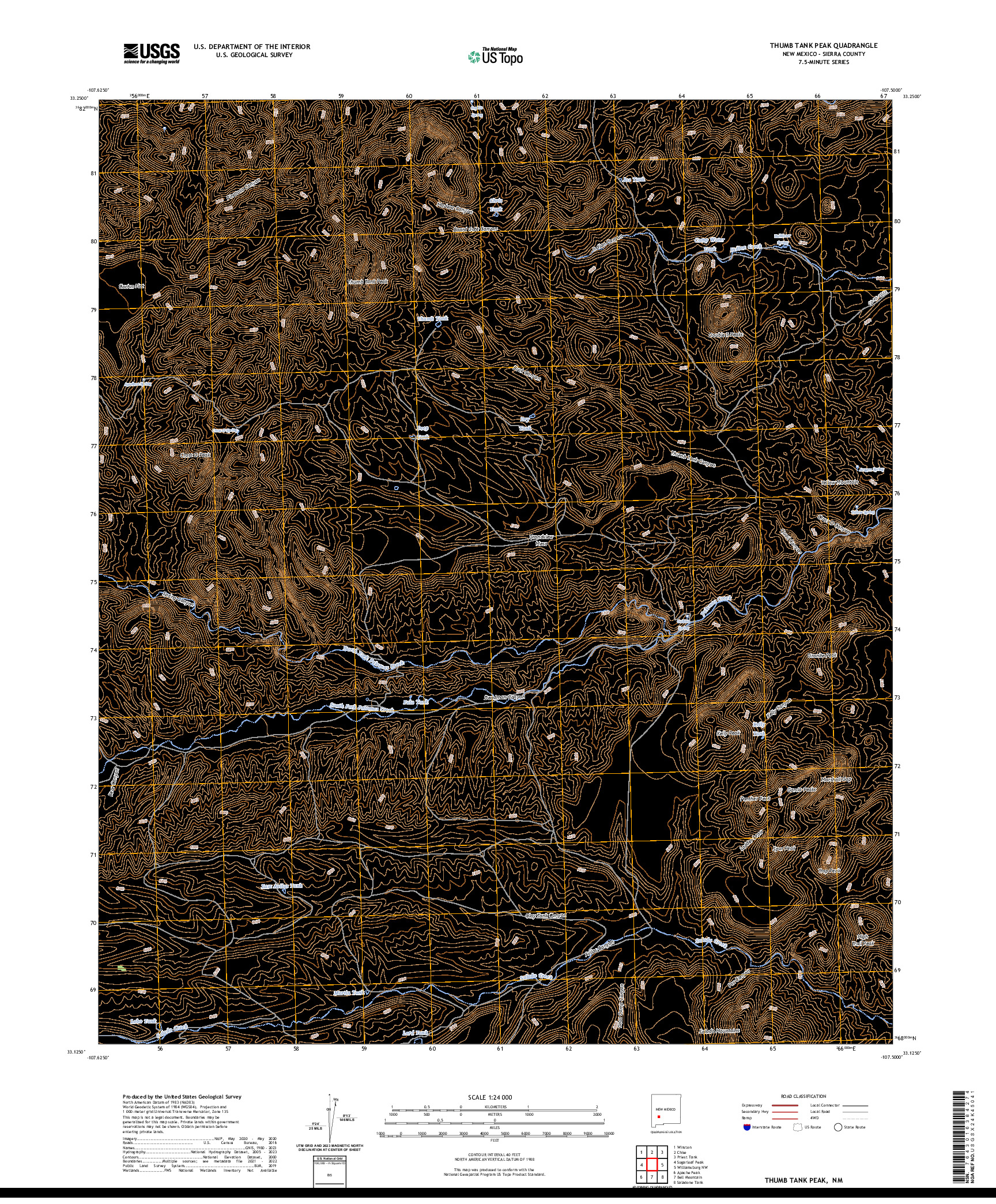 US TOPO 7.5-MINUTE MAP FOR THUMB TANK PEAK, NM